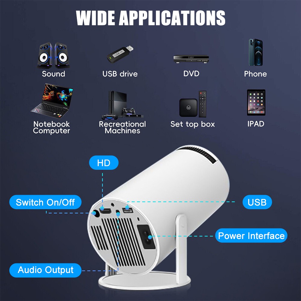 Portable 4K Smart WiFi Mini Projector