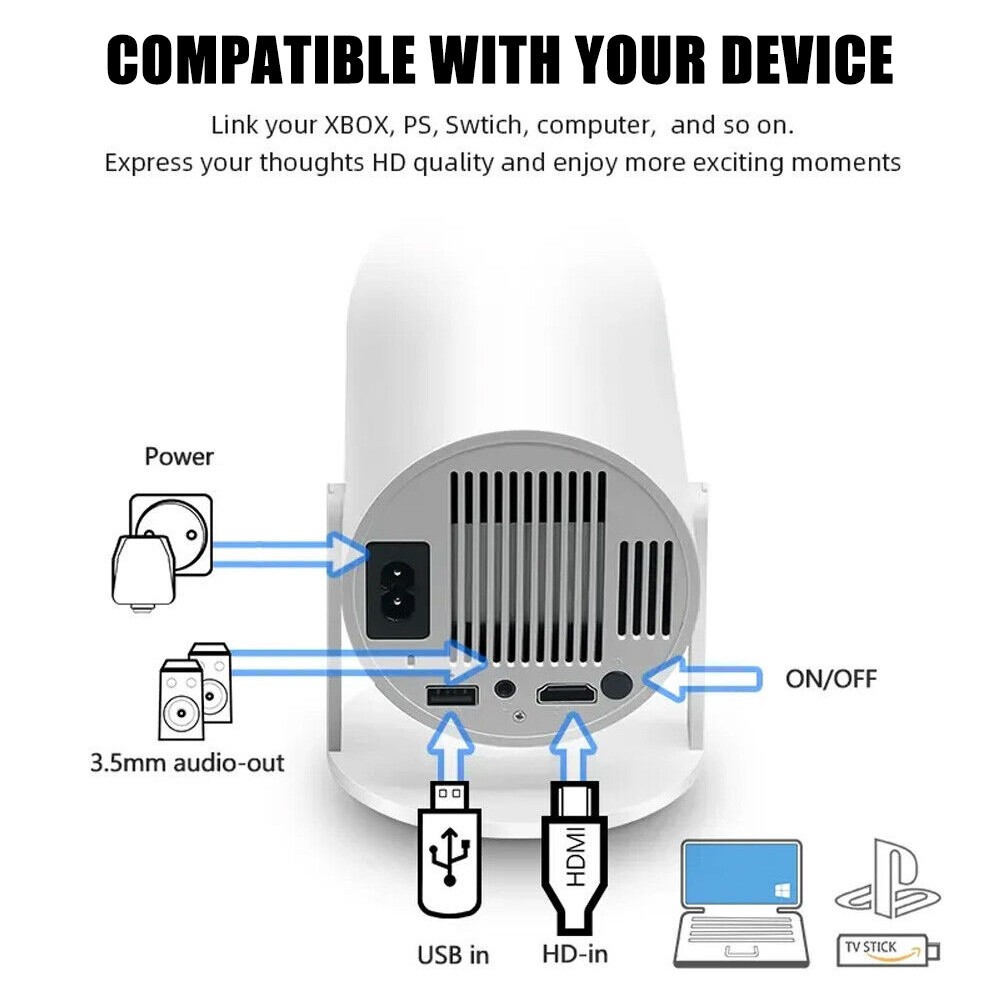 Portable 4K Smart WiFi Mini Projector