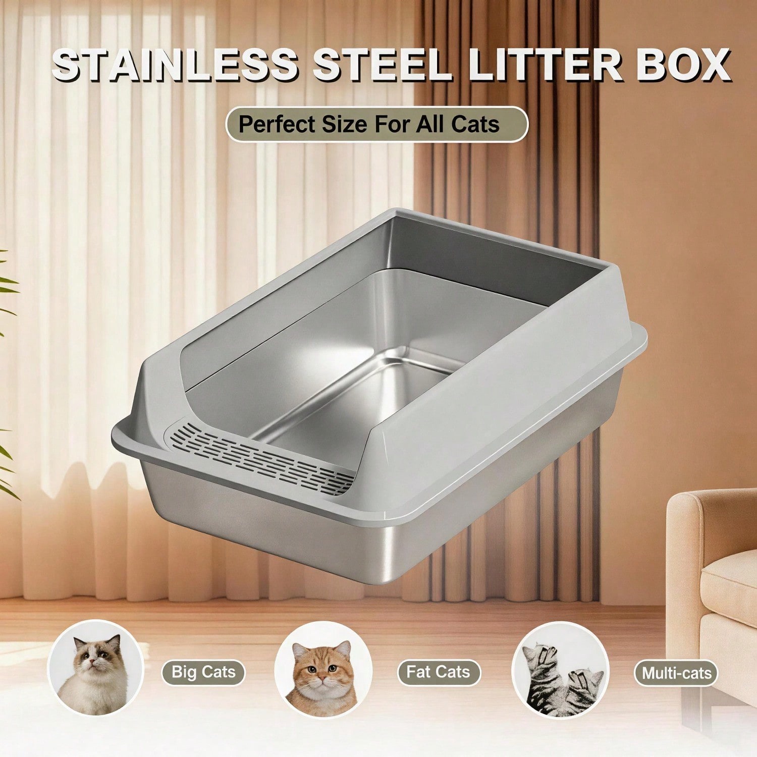 Stainless Steel Cat Litter Box