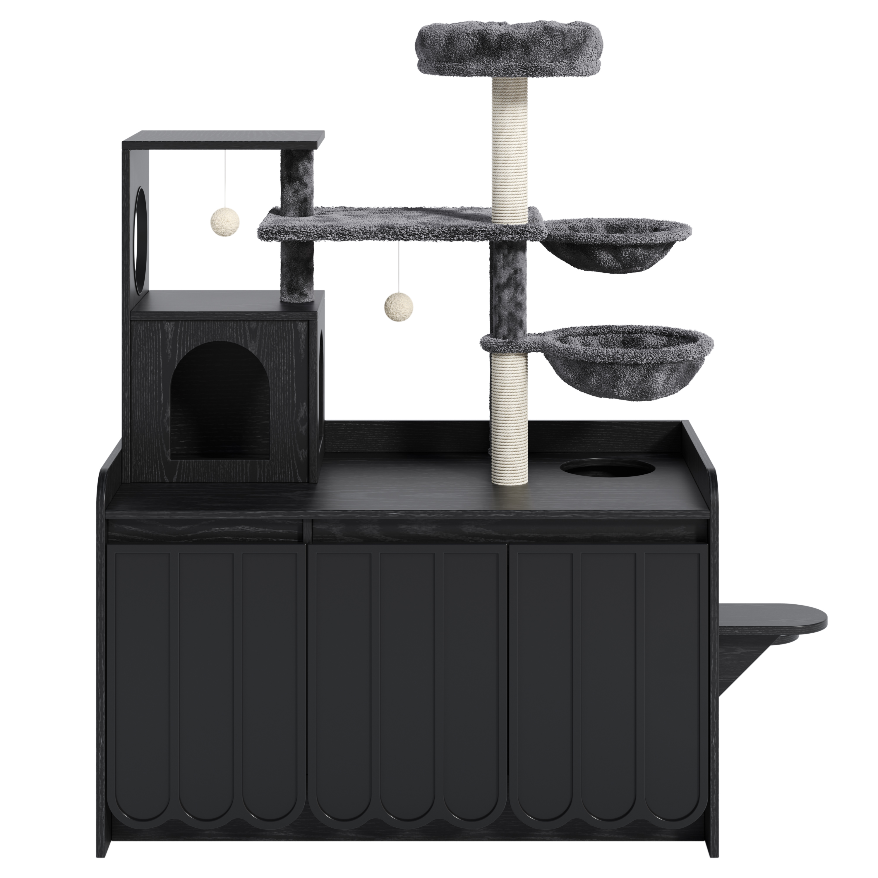 Cat Tree Condo Litter Box Black