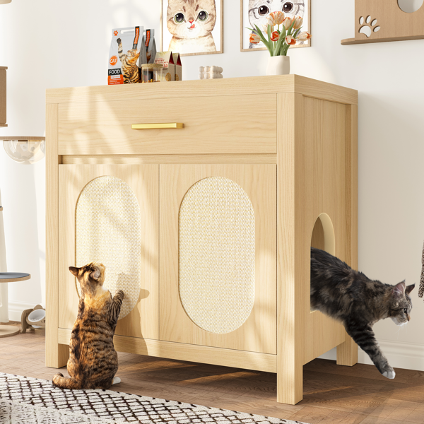 Wooden Cat Litter Box Enclosure With Storage