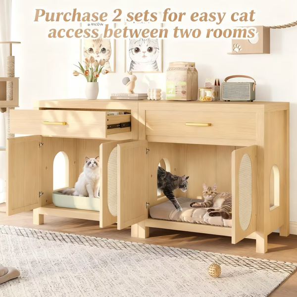 Wooden Cat Litter Box Enclosure With Storage