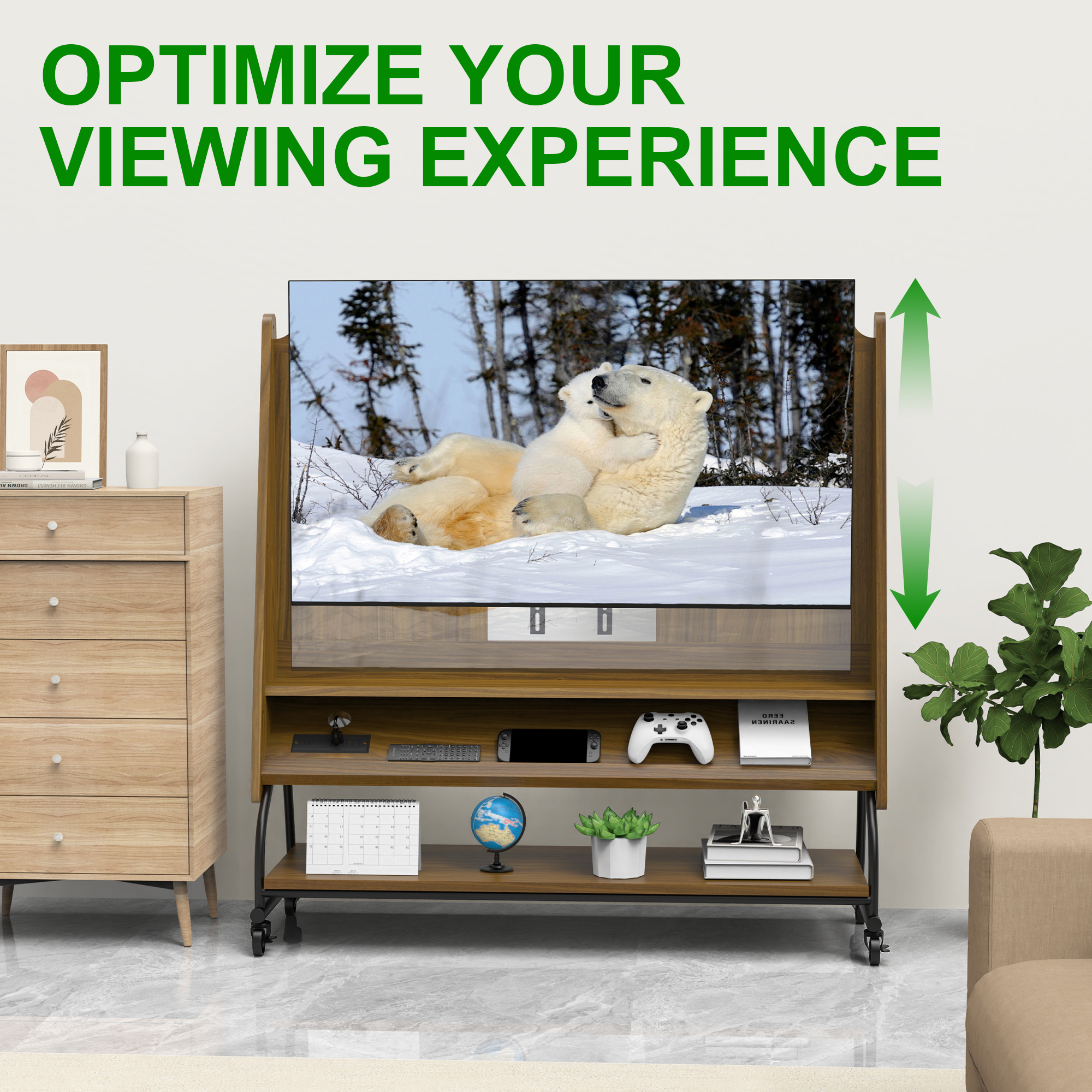 Mobile TV Stand Rolling Cart