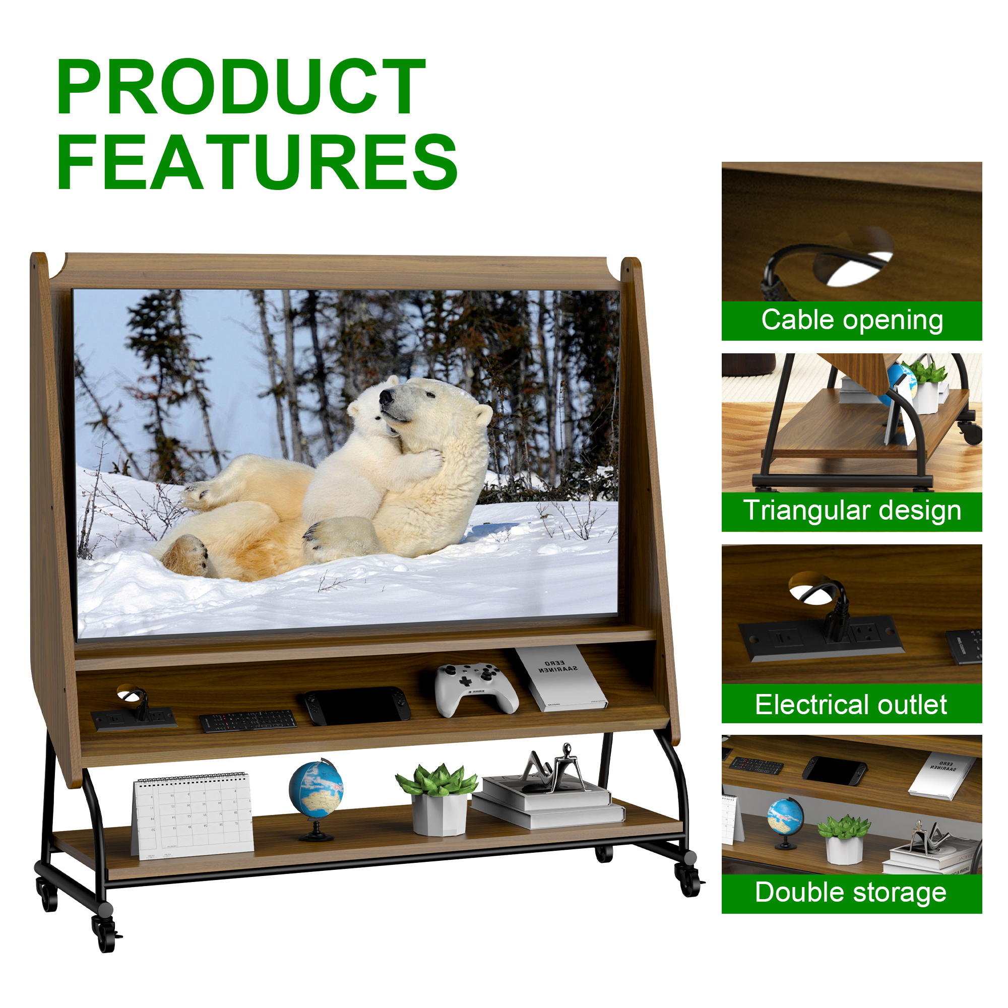 Mobile TV Stand Rolling Cart