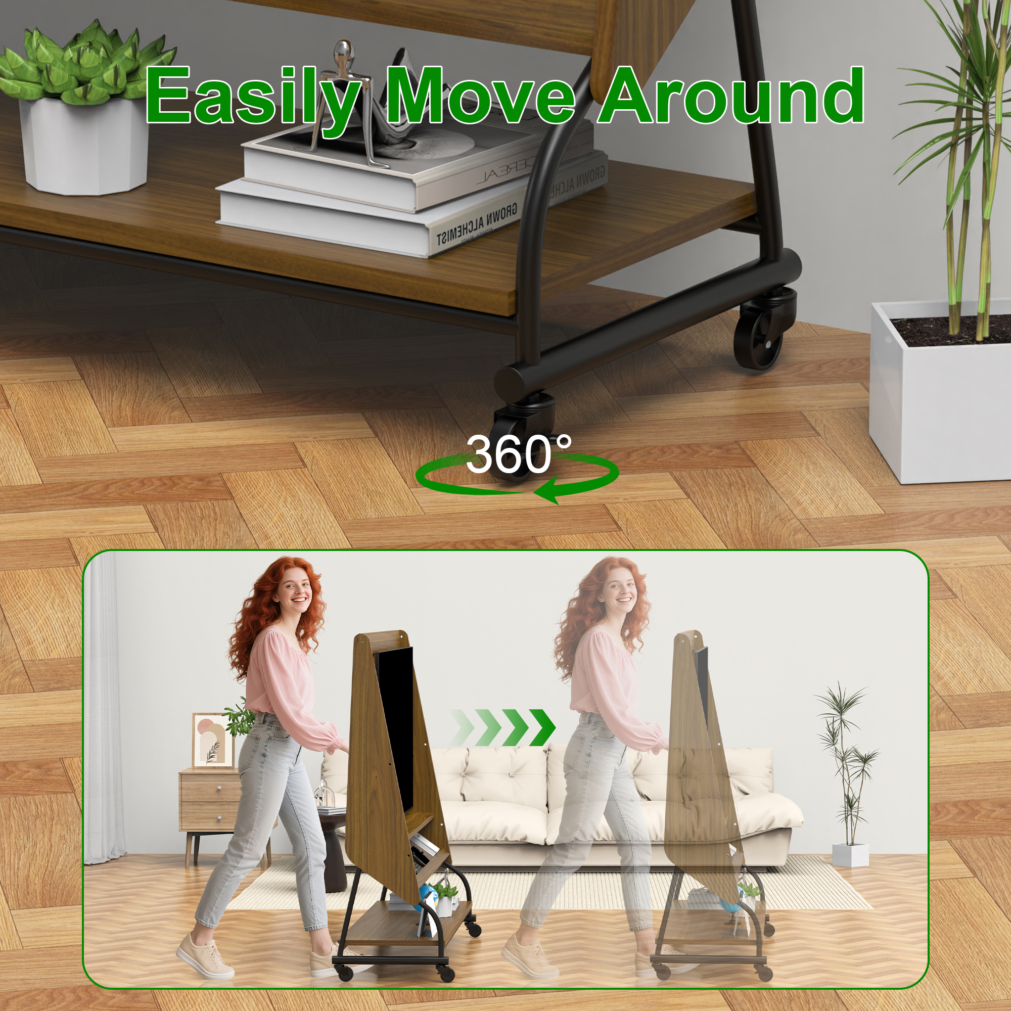 Mobile TV Stand Rolling Cart