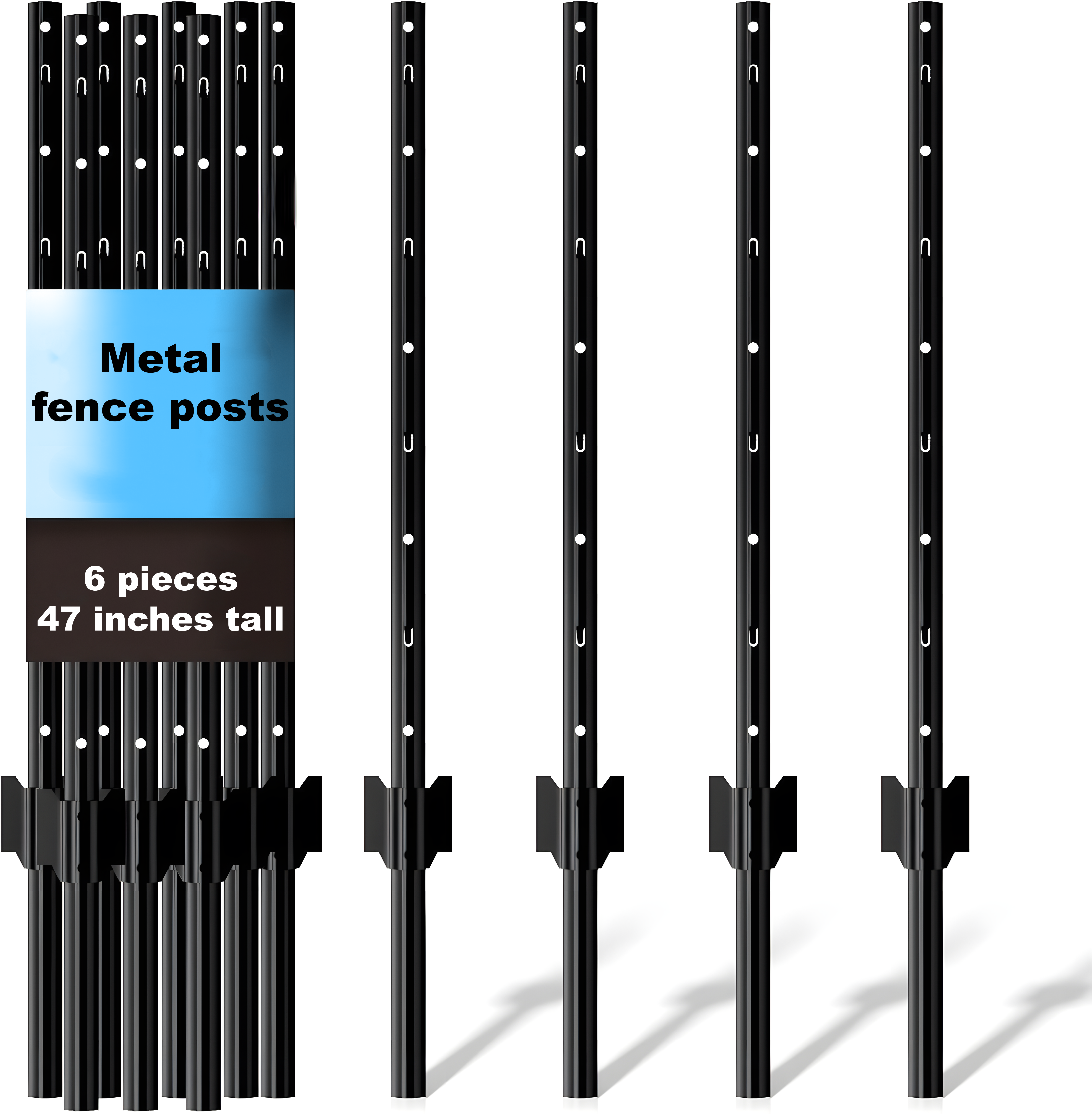 Garden Fence Post Set 4ft Heavy-duty Metal