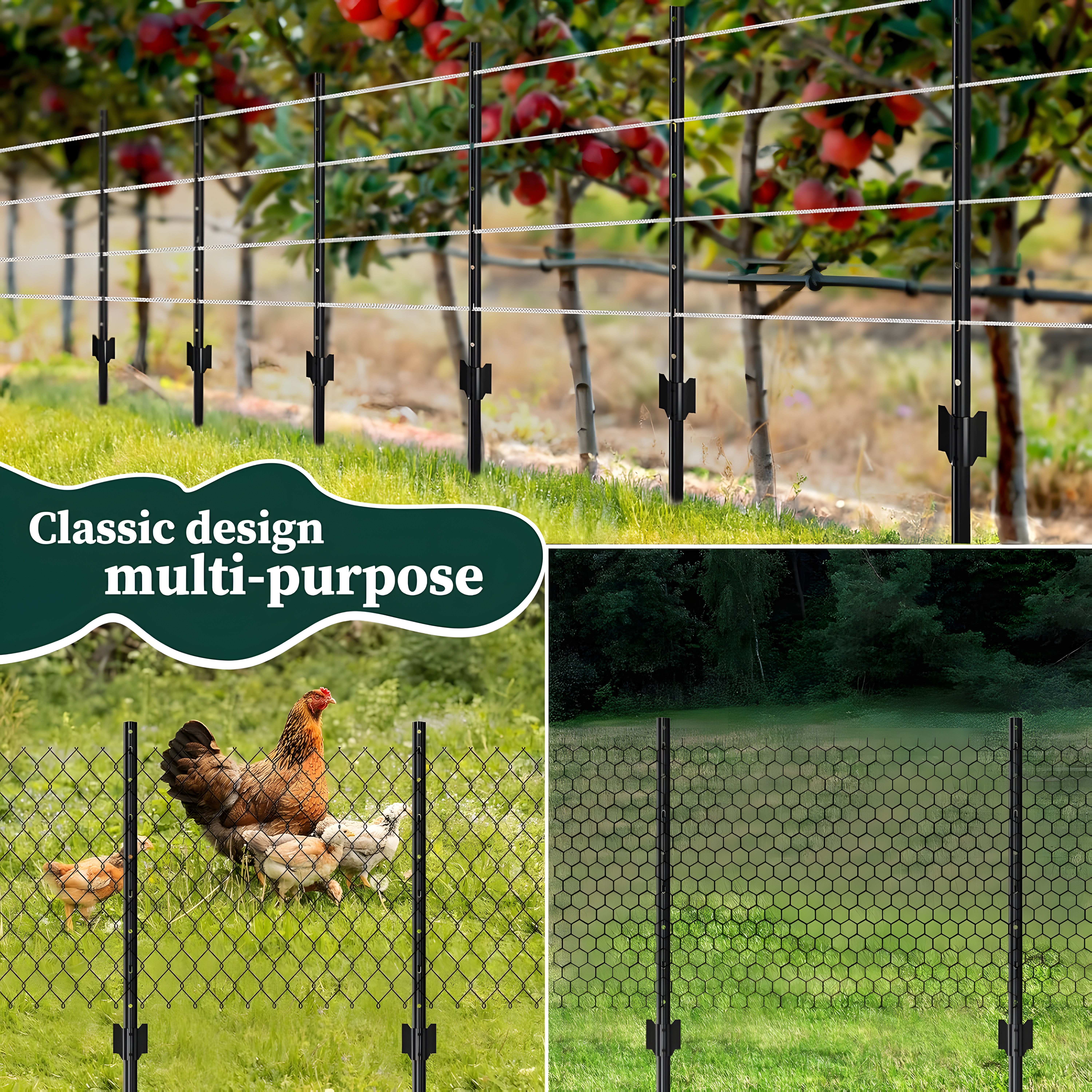 Garden Fence Post Set 4ft Heavy-duty Metal