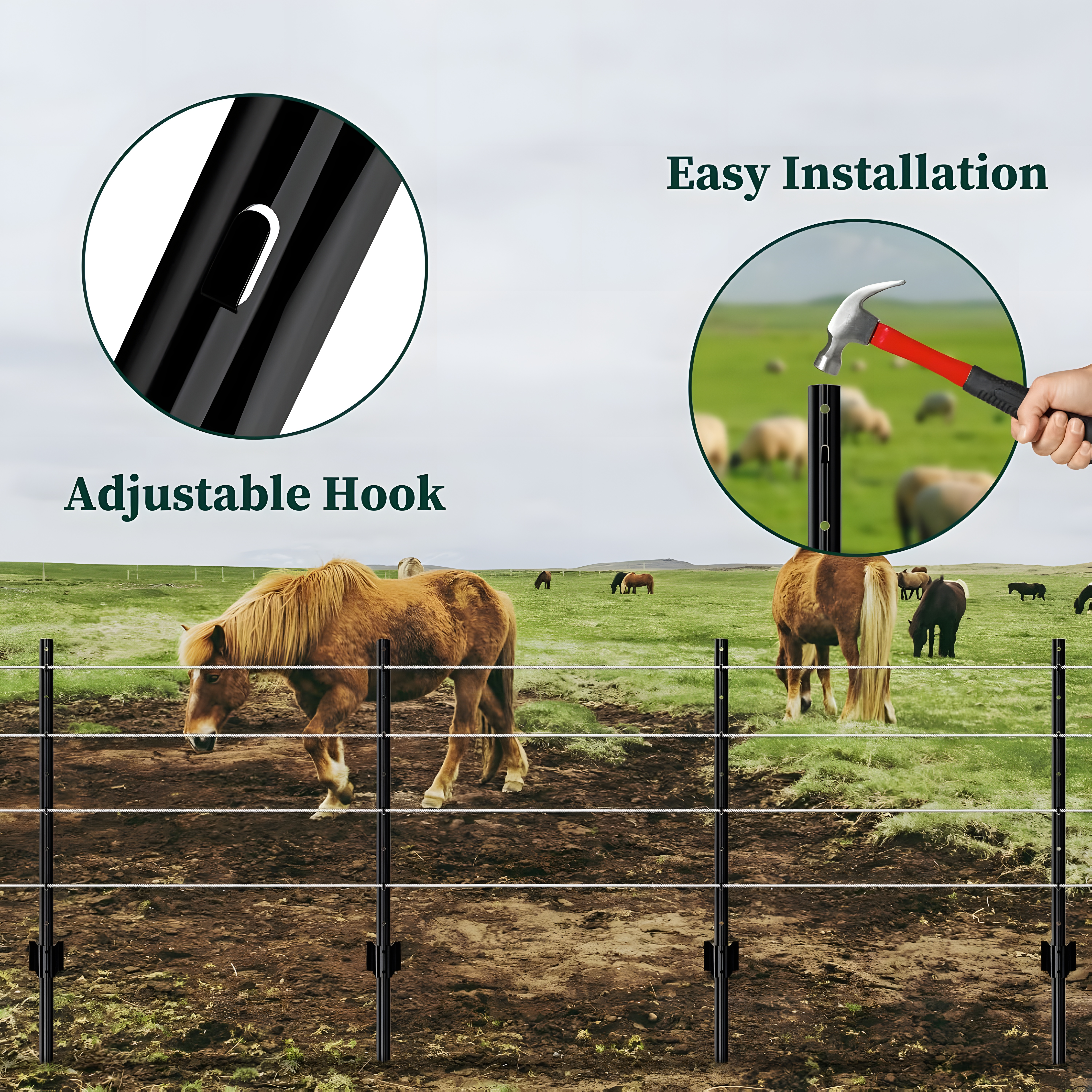 Garden Fence Post Set 4ft Heavy-duty Metal