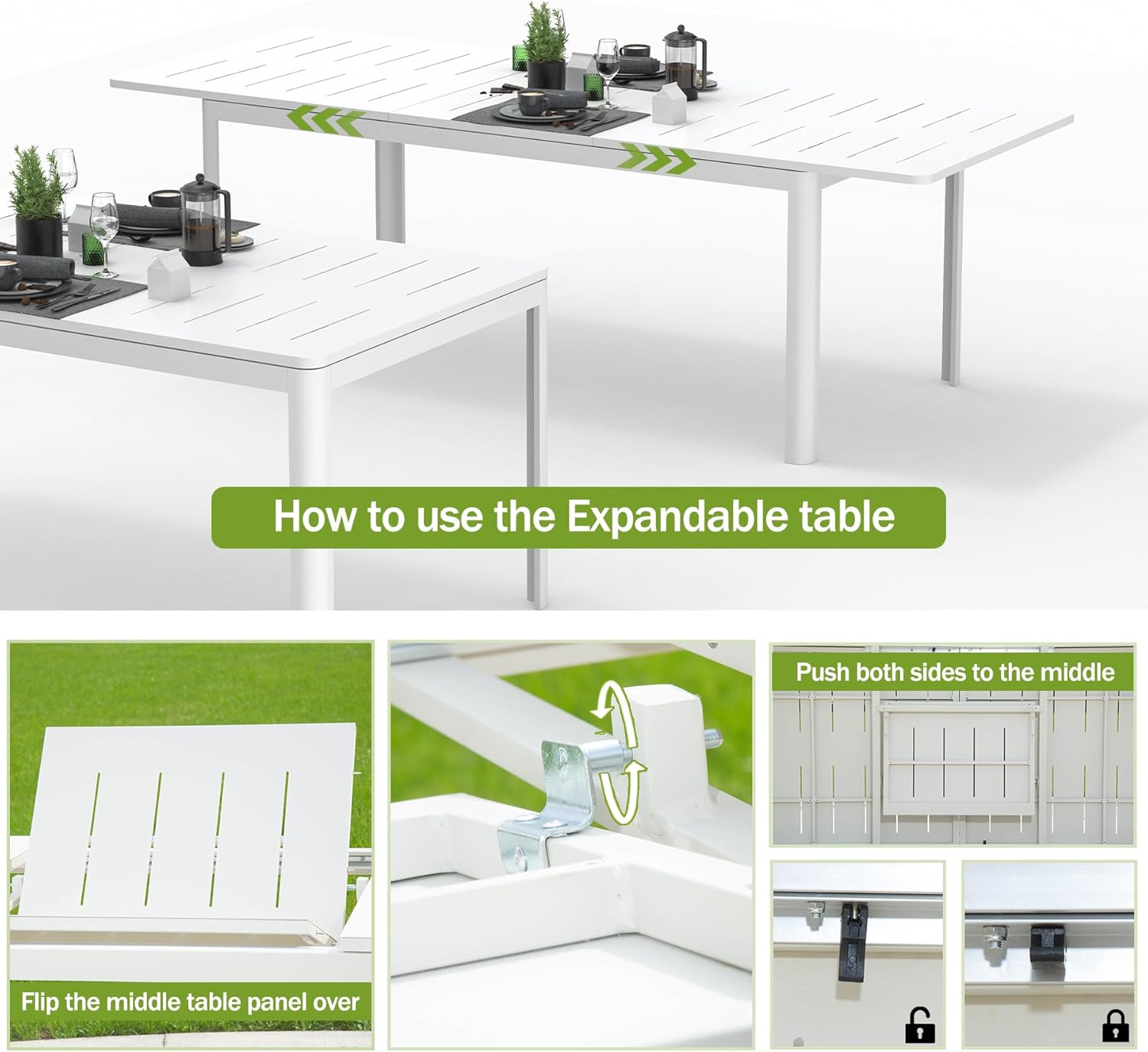 Expandable Metal Patio Dining Table