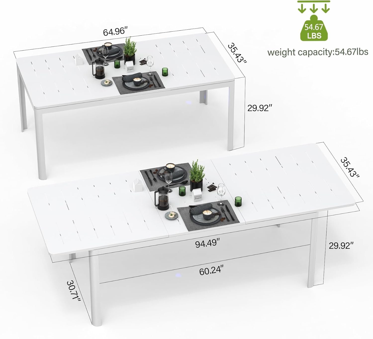 Expandable Metal Patio Dining Table