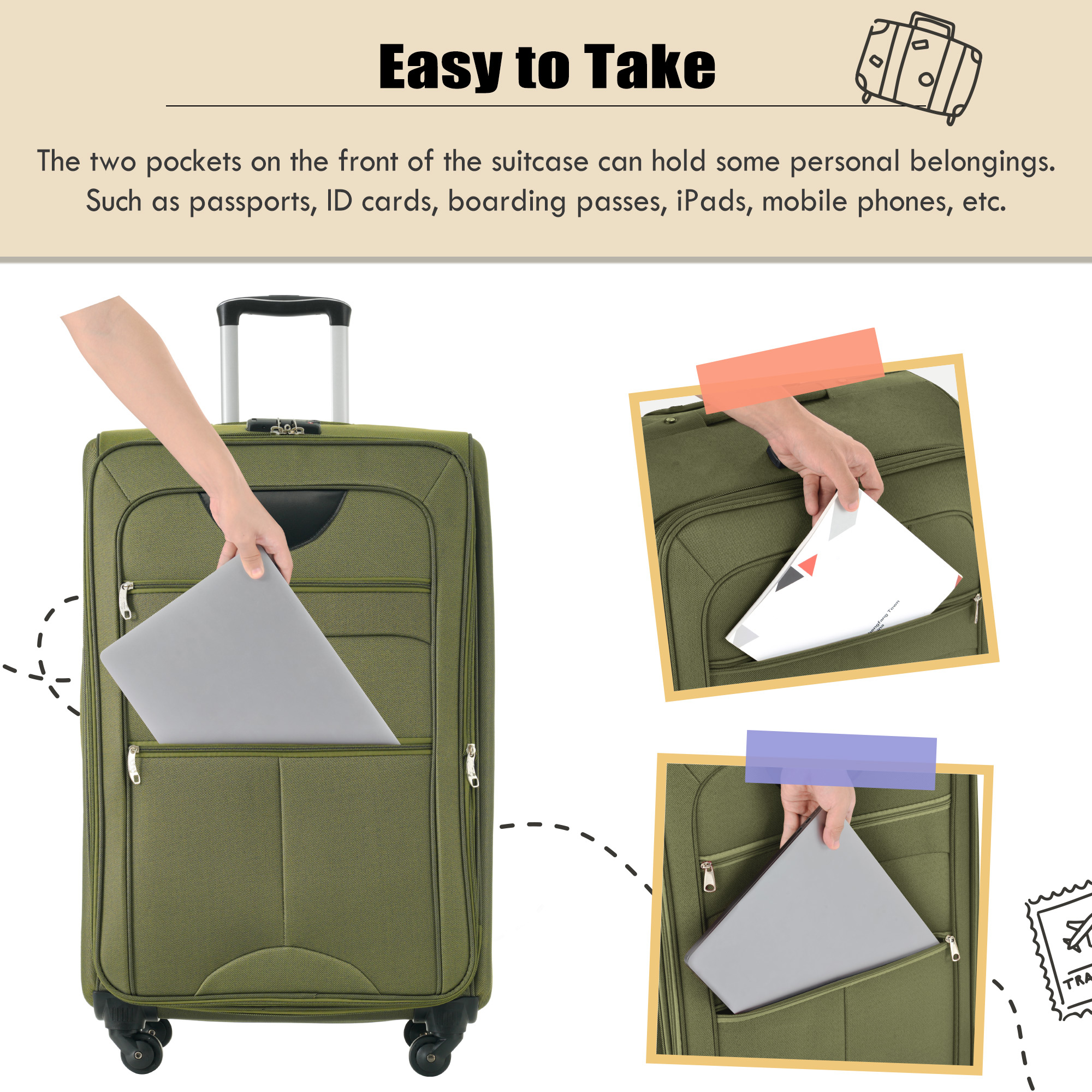 Expandable Softside Luggage 3 Piece Set