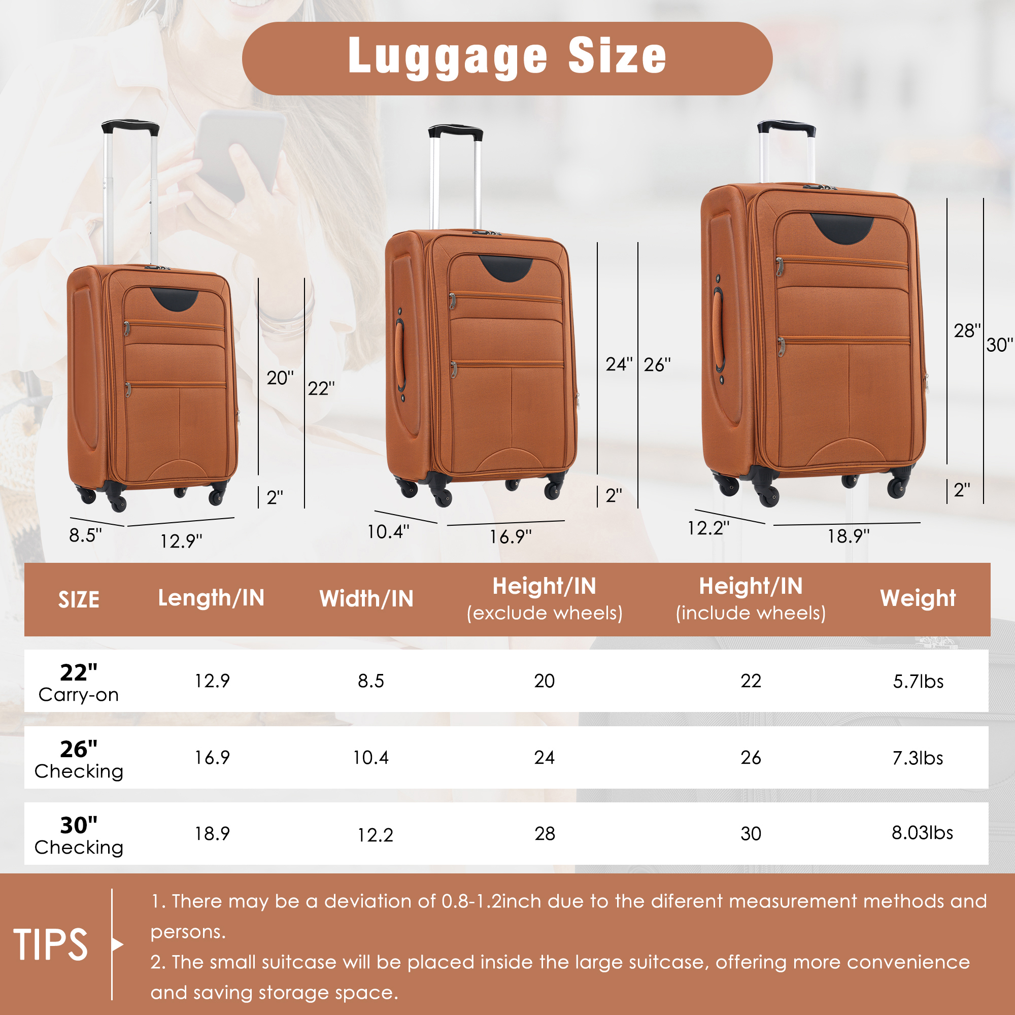 Expandable 3 Piece Luggage Set