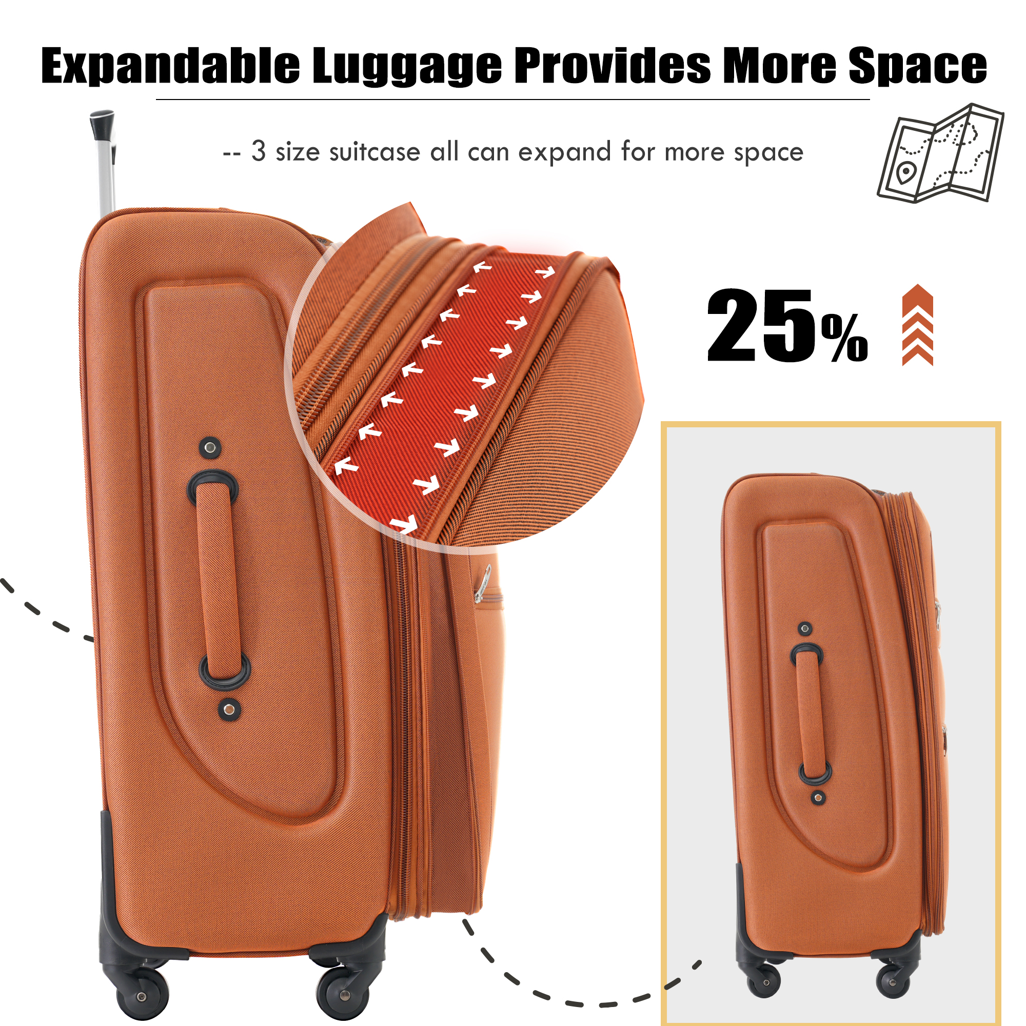 Expandable 3 Piece Luggage Set