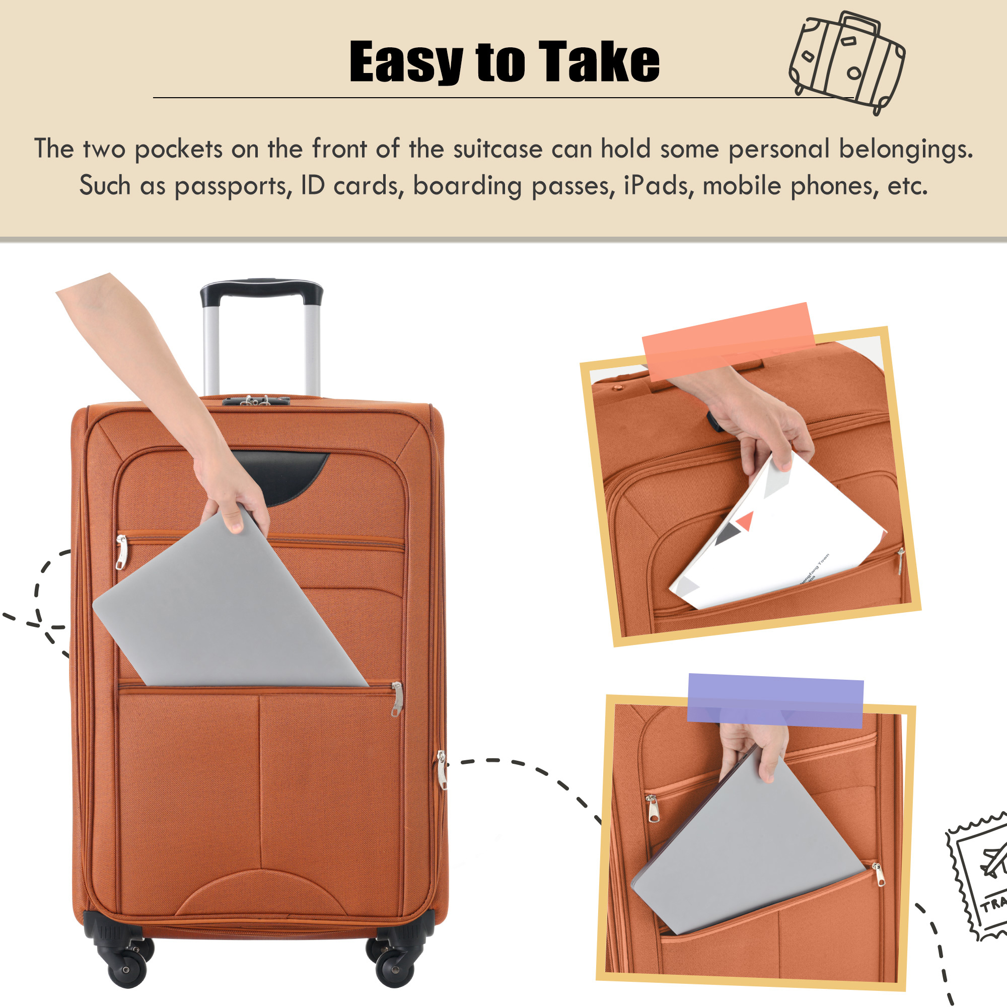 Expandable 3 Piece Luggage Set