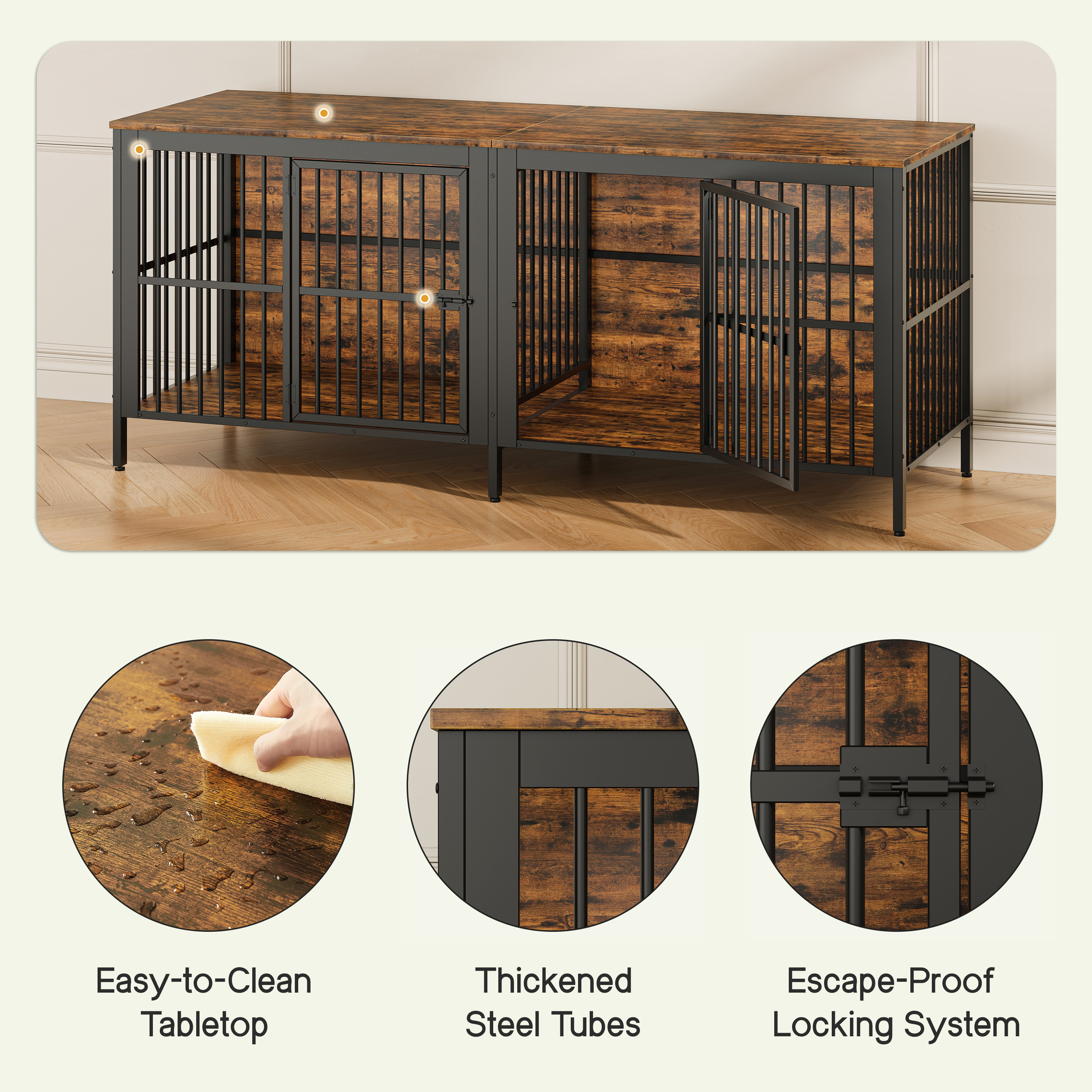 Dog Crate End Table Heavy Duty Rustic