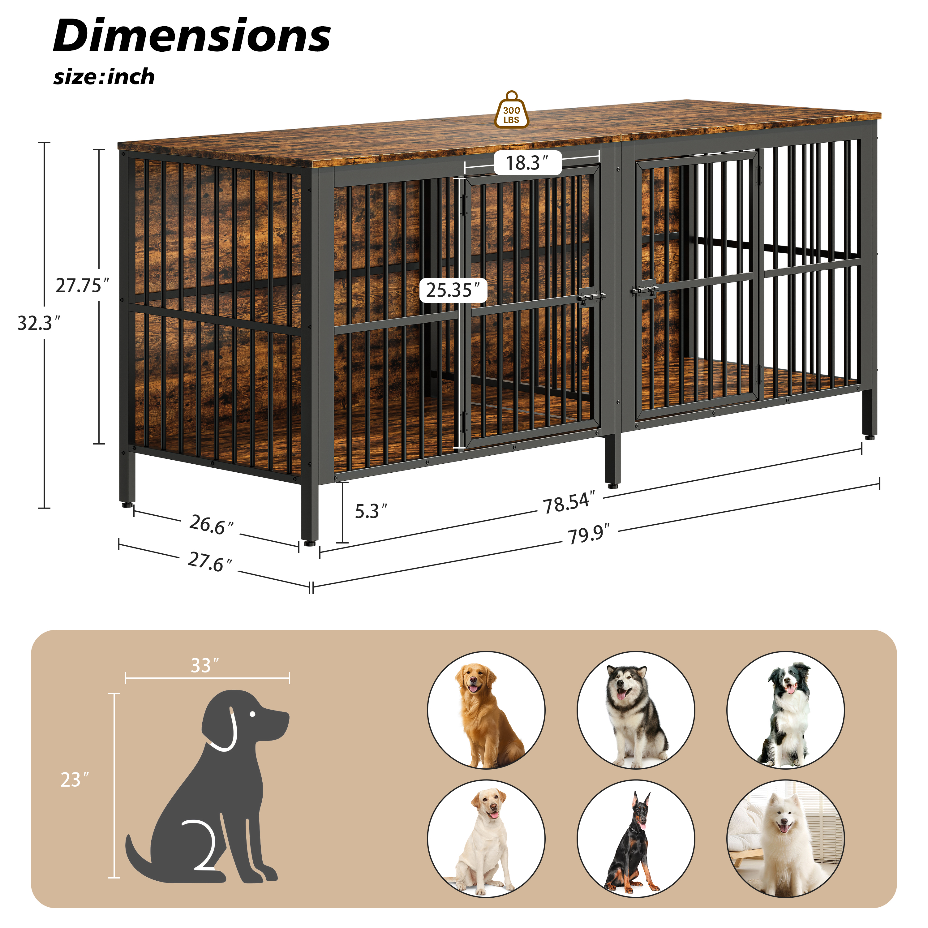 Dog Crate End Table Heavy Duty Rustic