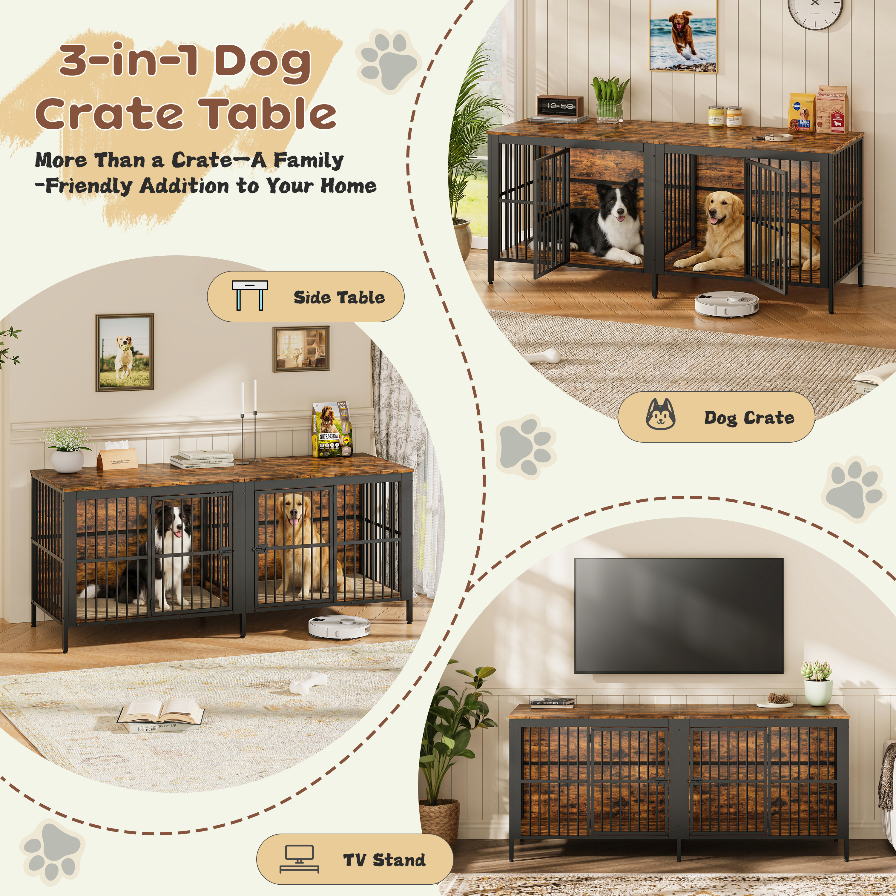 Dog Crate End Table Heavy Duty Rustic