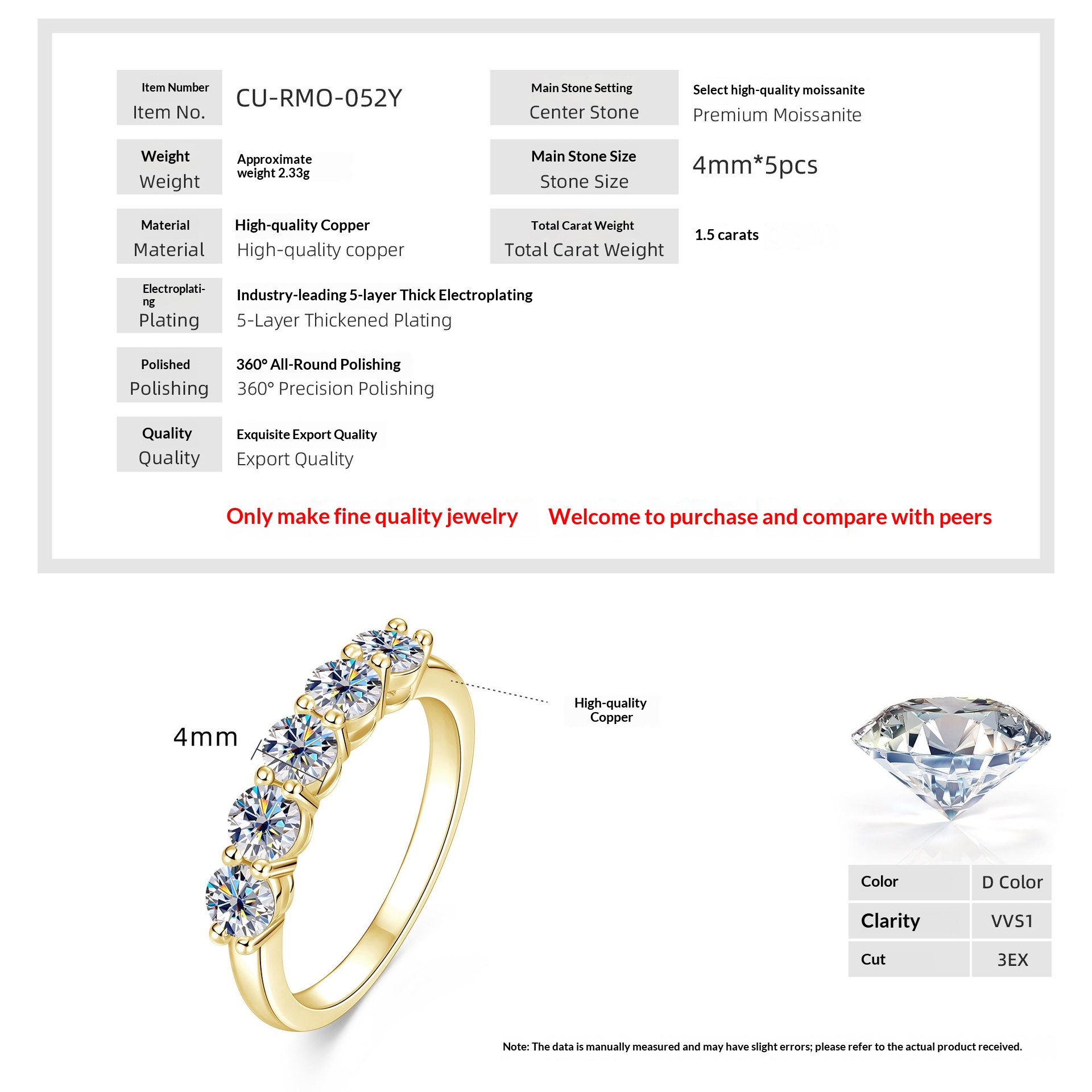 14k Gold Moissanite Ring