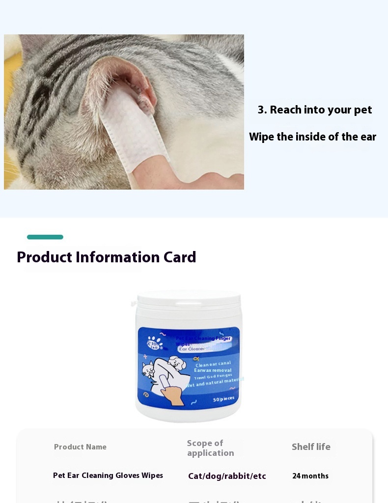 Disposable Pet Cleaning Products Teeth Cleaning Wipes Ear Care Fingertips Ear Mite Removal Cat And Dog Ear Cleaning Pet Products