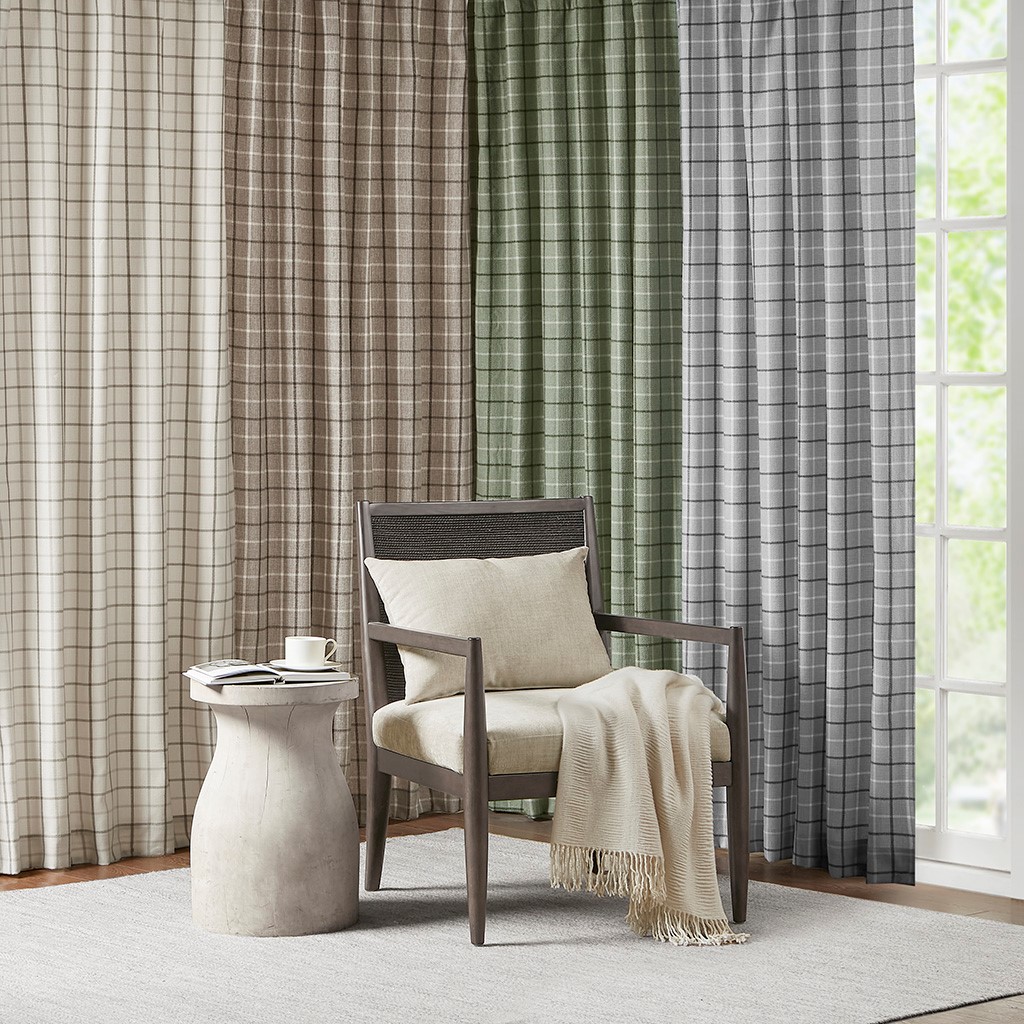Plaid Rod Pocket Curtain