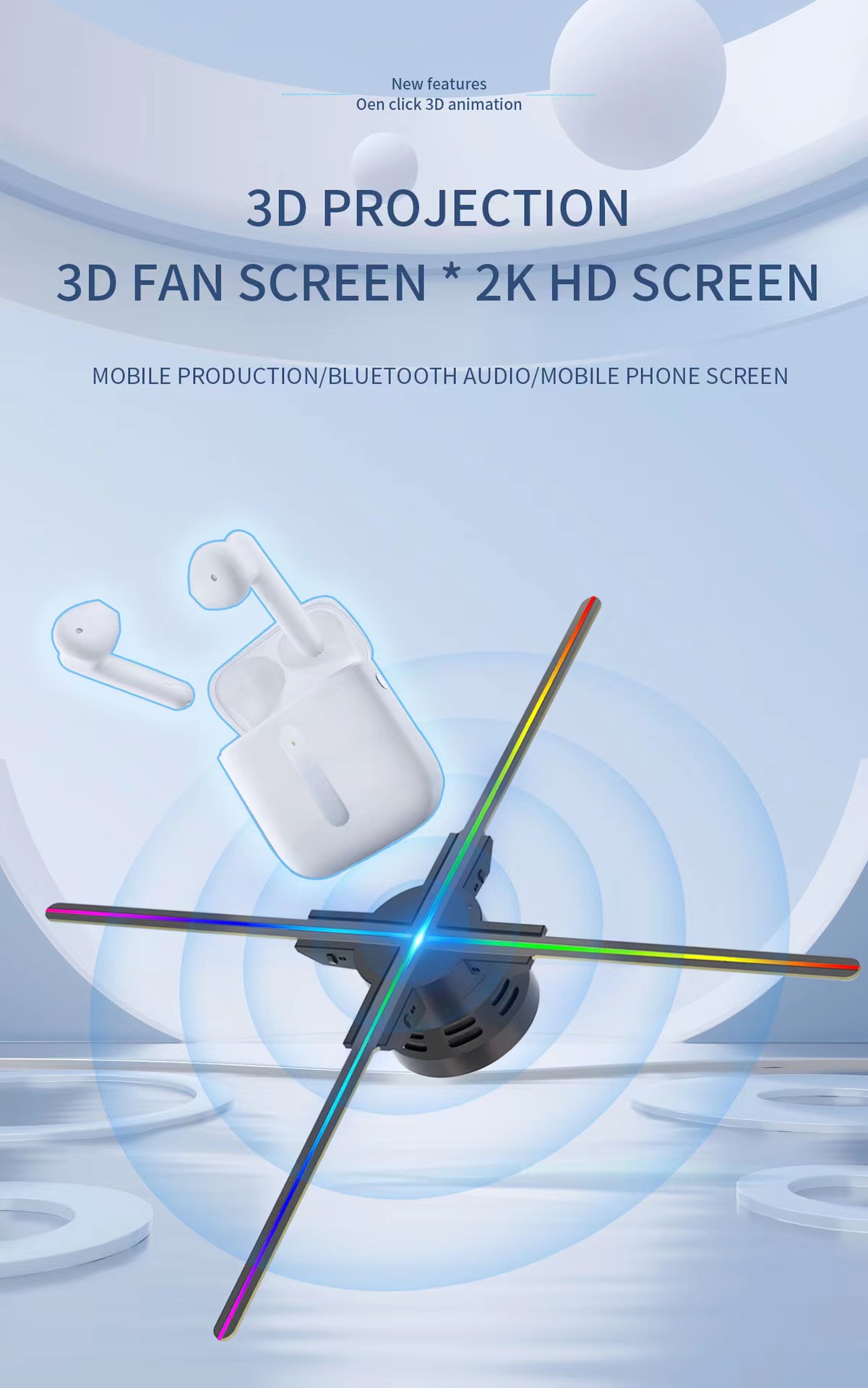 3D Hologram Fan Projector