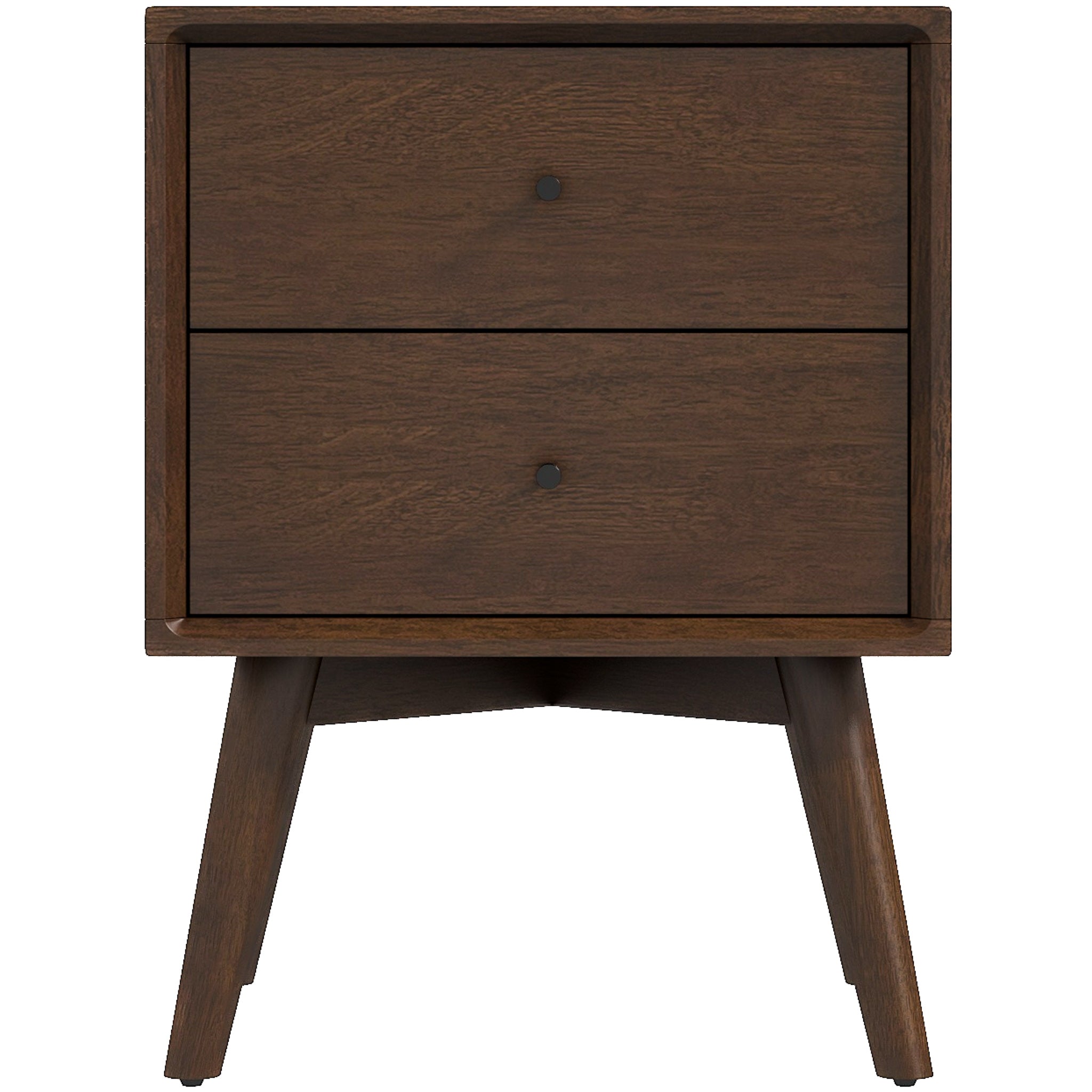 Mid-Century Night Stand 2-Drawer Dark Brown