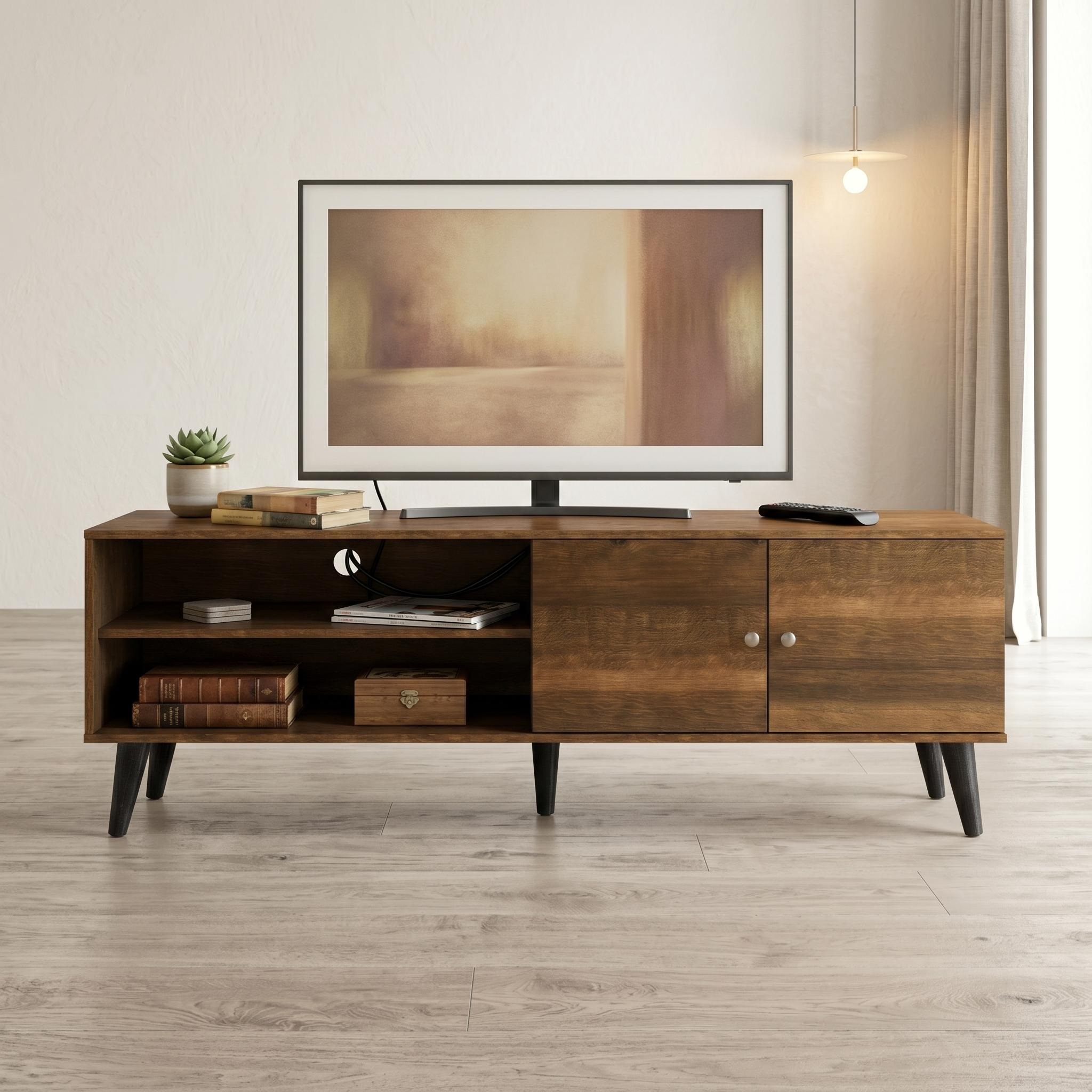 Amidon TV Stand with Storage Shelves and Cabinet