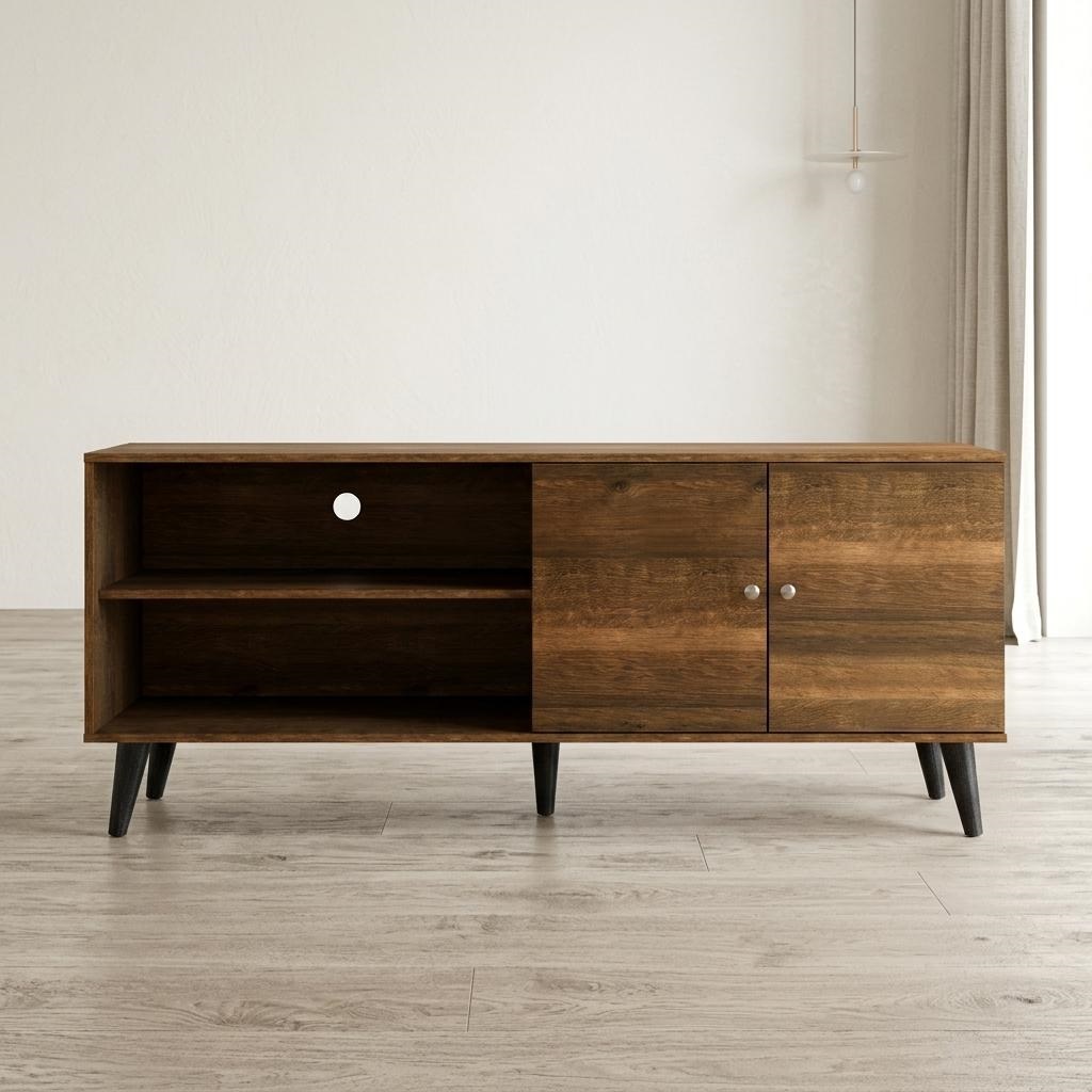 Amidon TV Stand with Storage Shelves and Cabinet