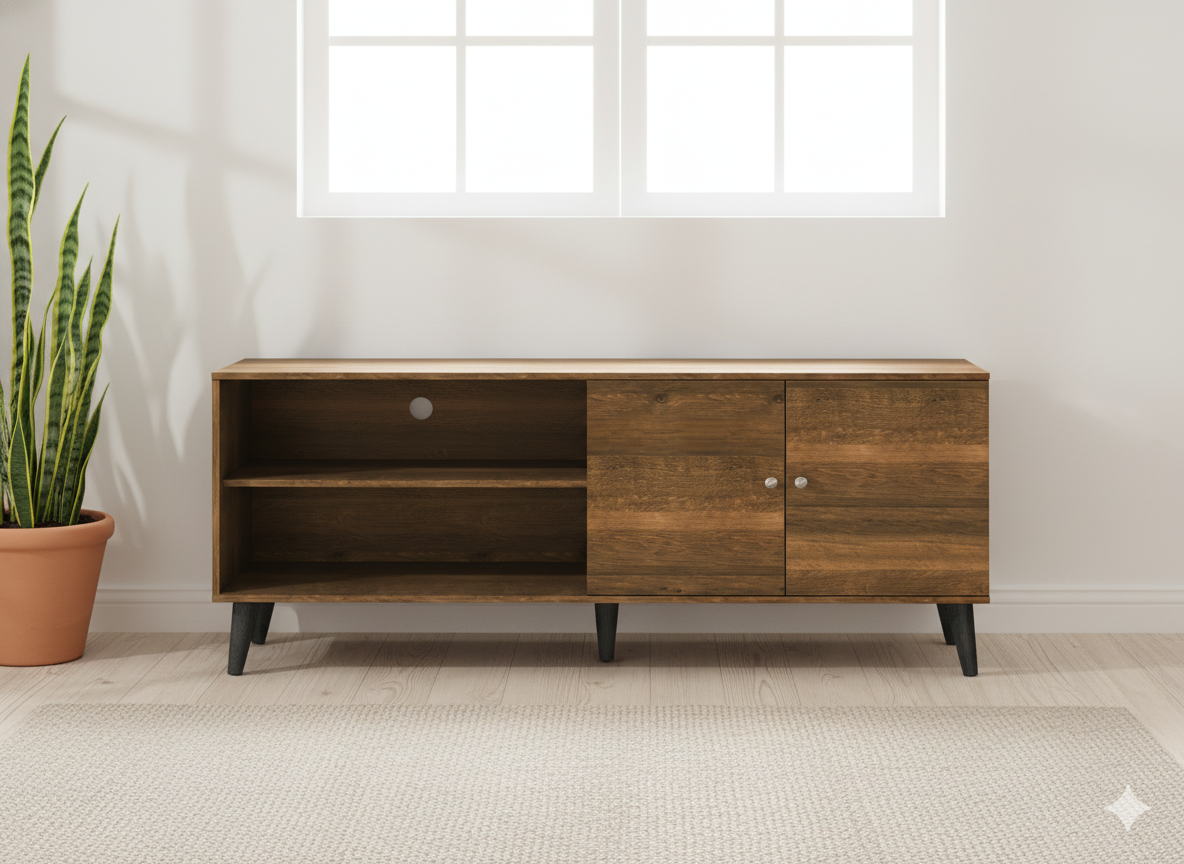 Amidon TV Stand with Storage Shelves and Cabinet