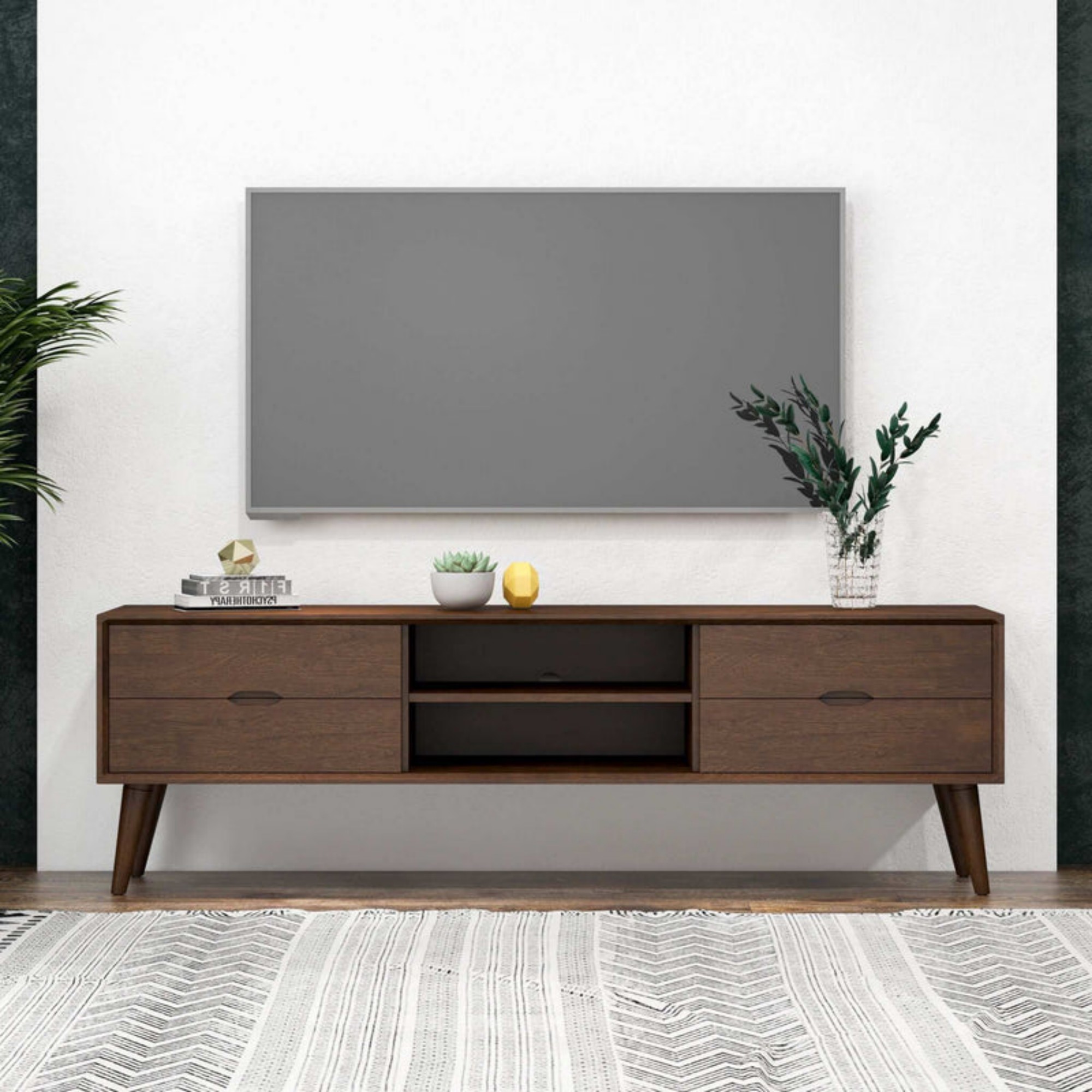 Adrian Mid-Century TV Stand Walnut Wood