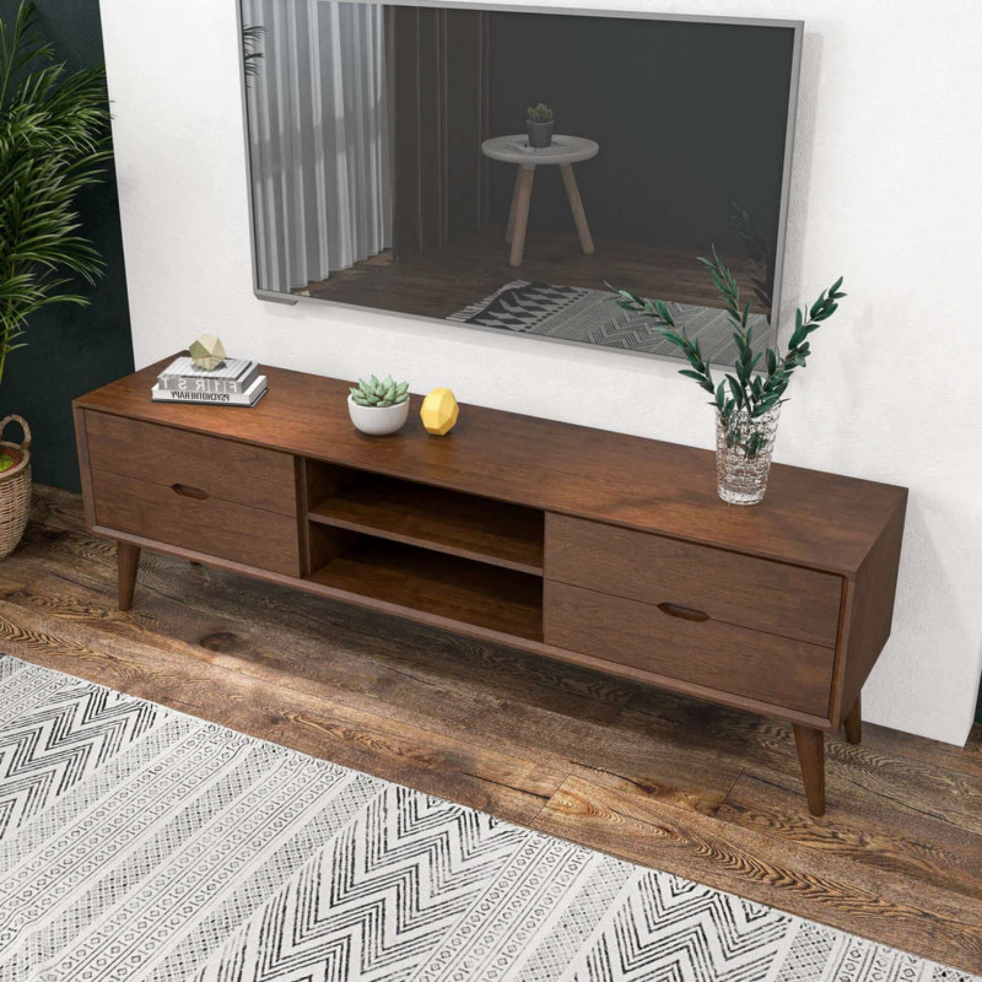 Adrian Mid-Century TV Stand Walnut Wood