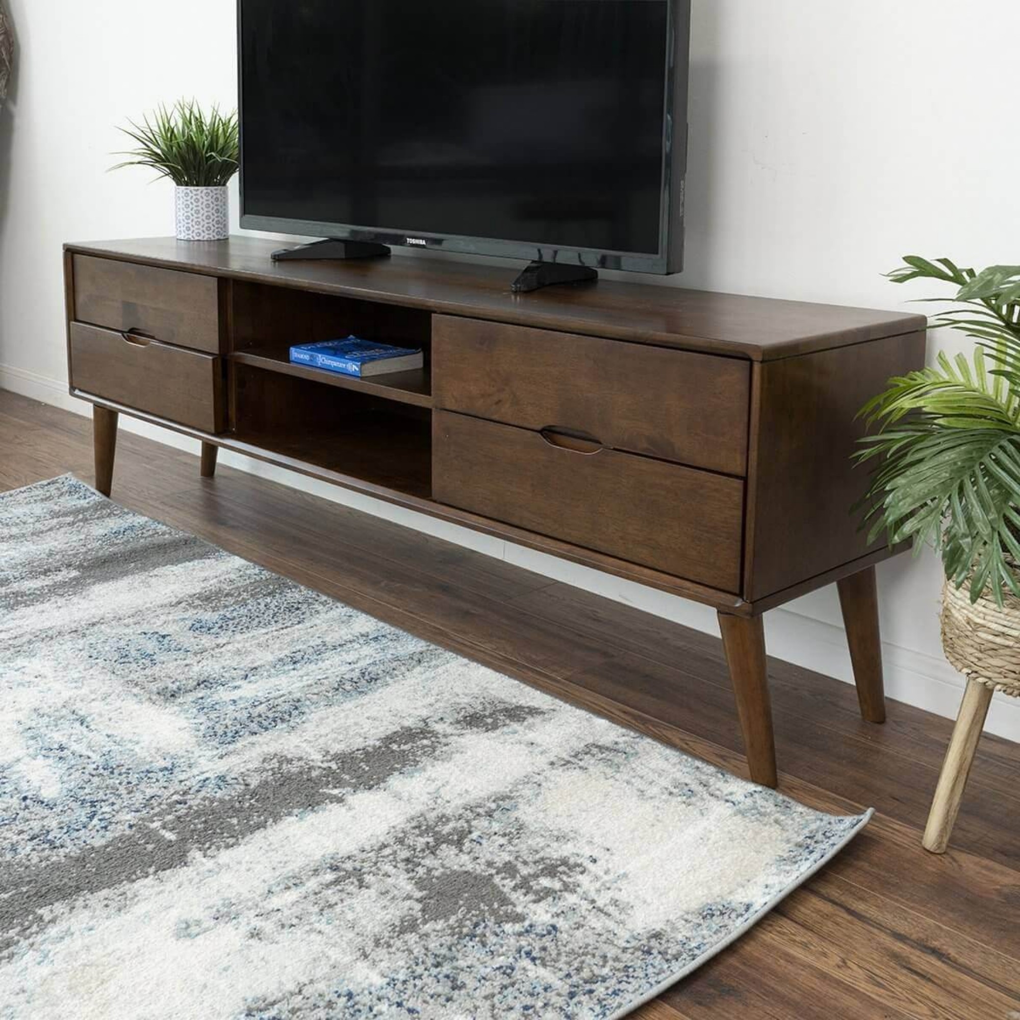 Adrian Mid-Century TV Stand Walnut Wood