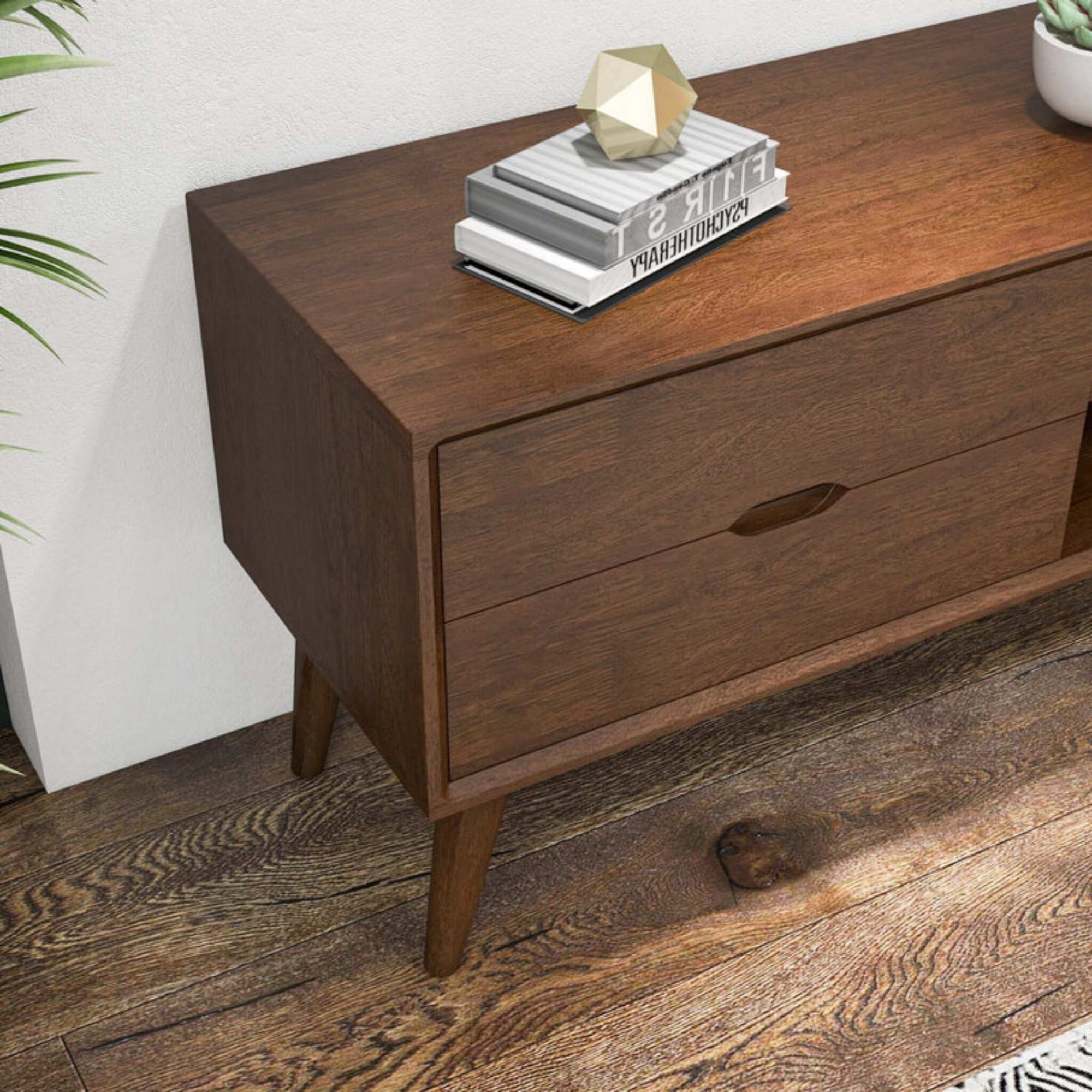 Adrian Mid-Century TV Stand Walnut Wood