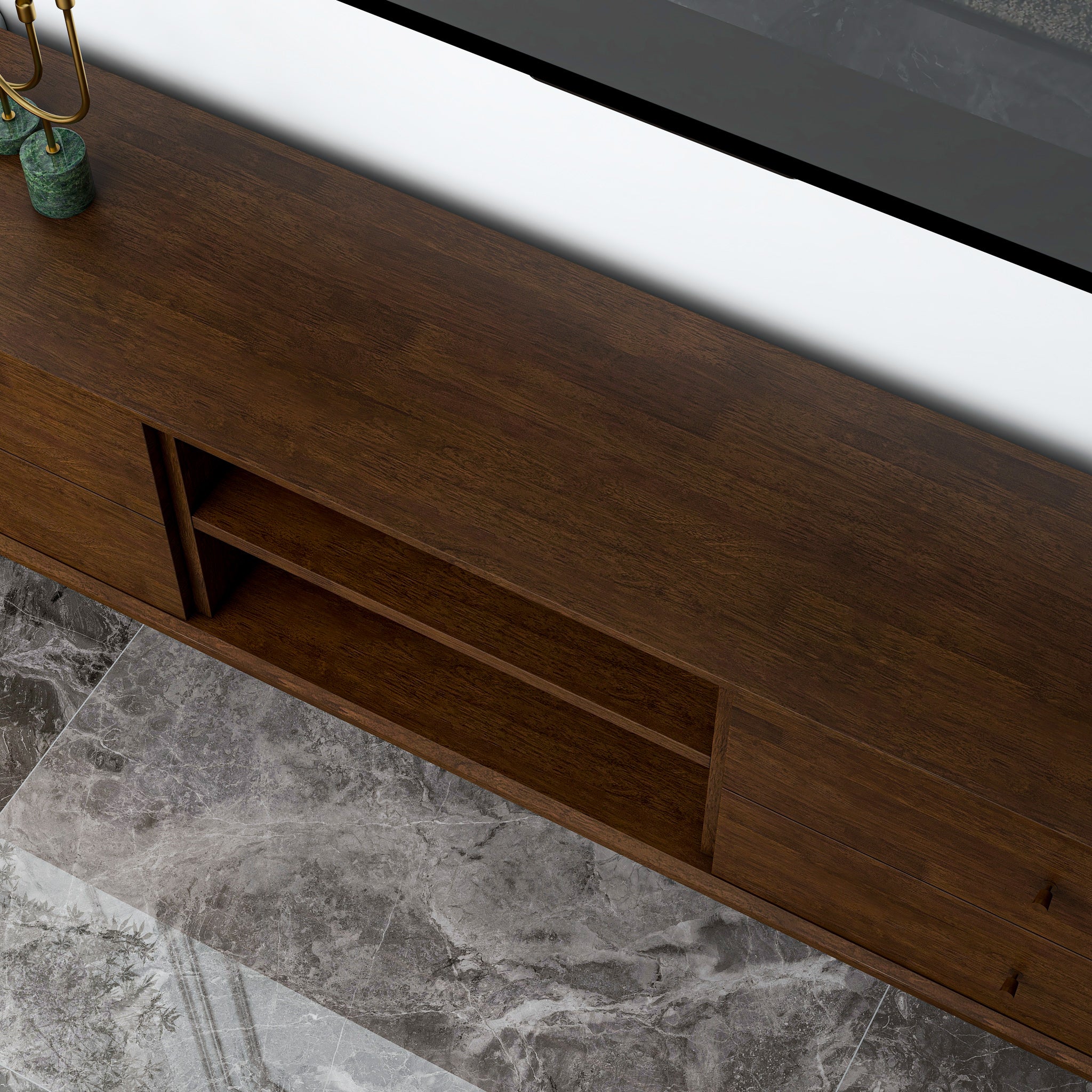 Mid Century TV Stand Walnut Brown