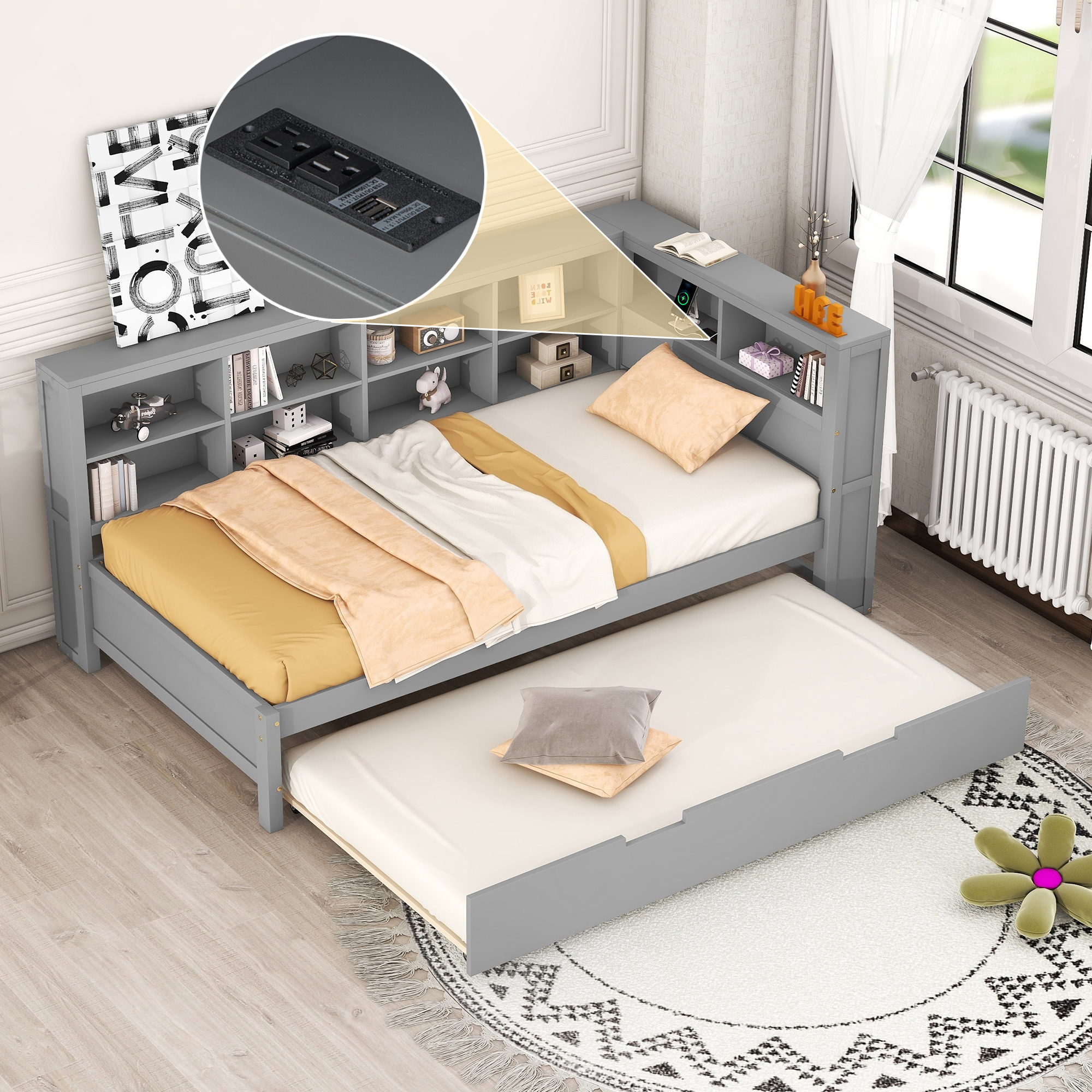 Wooden Twin DayBed Storage