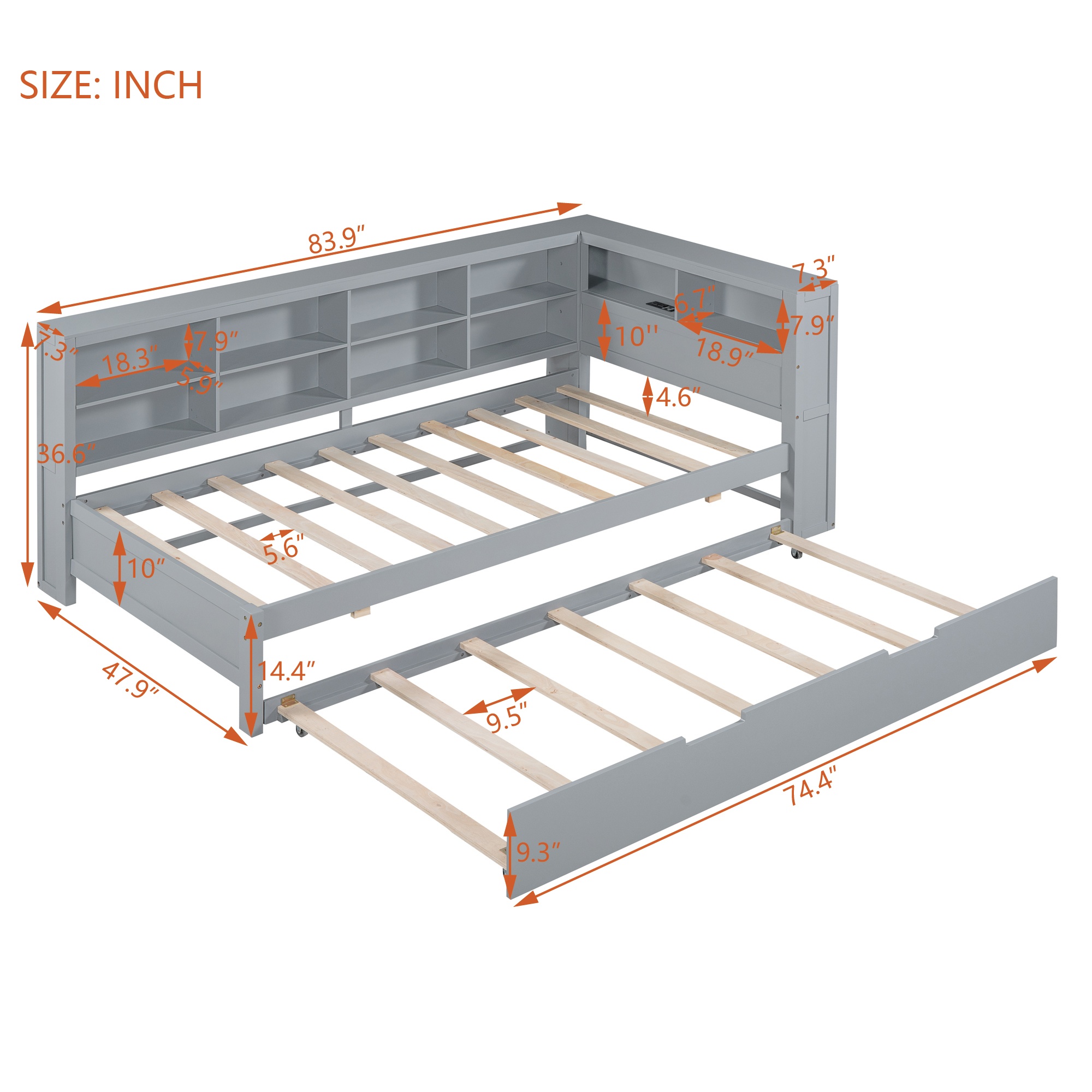 Wooden Twin DayBed Storage