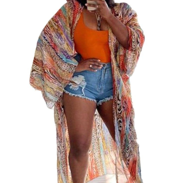 Chiffon Long Coat Cape Cardigan