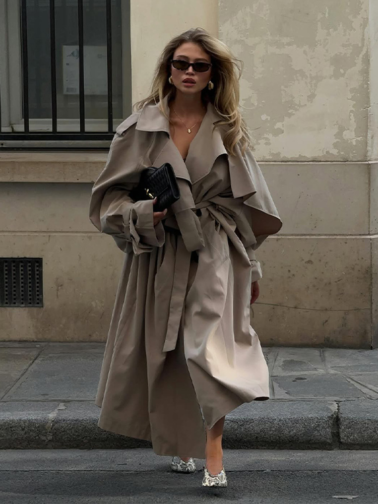 Solid-color Trench Coat
