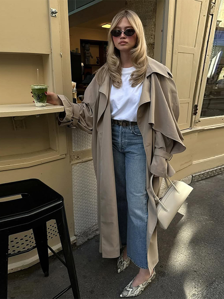 Solid-color Trench Coat