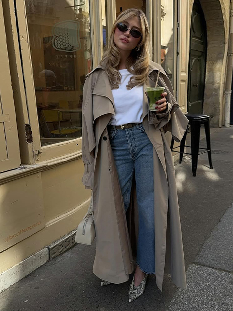 Solid-color Trench Coat