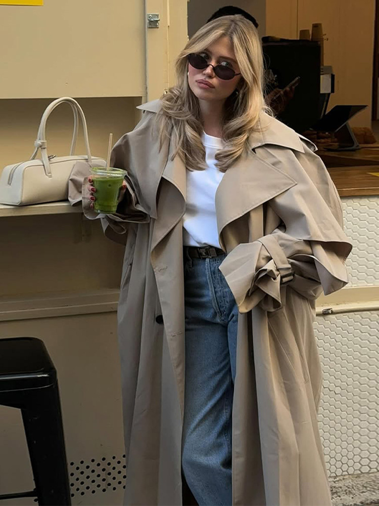 Solid-color Trench Coat