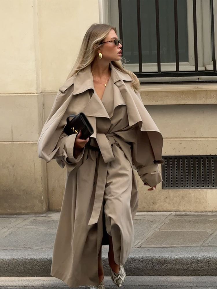 Solid-color Trench Coat