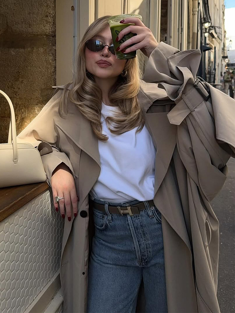 Solid-color Trench Coat