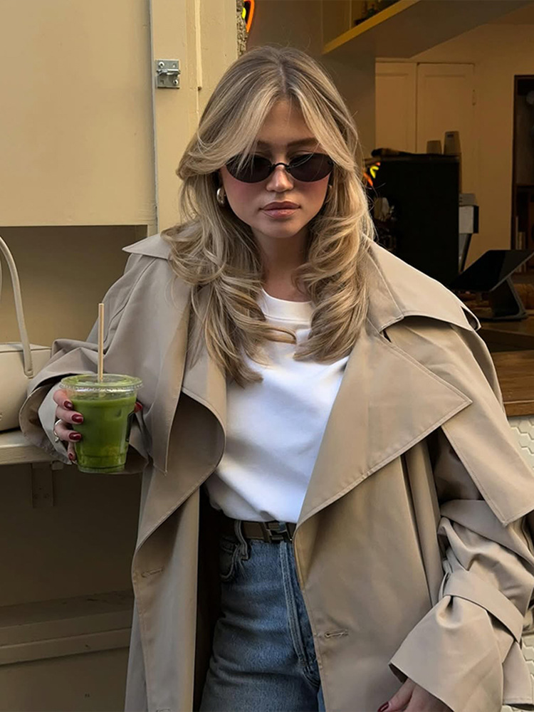 Solid-color Trench Coat