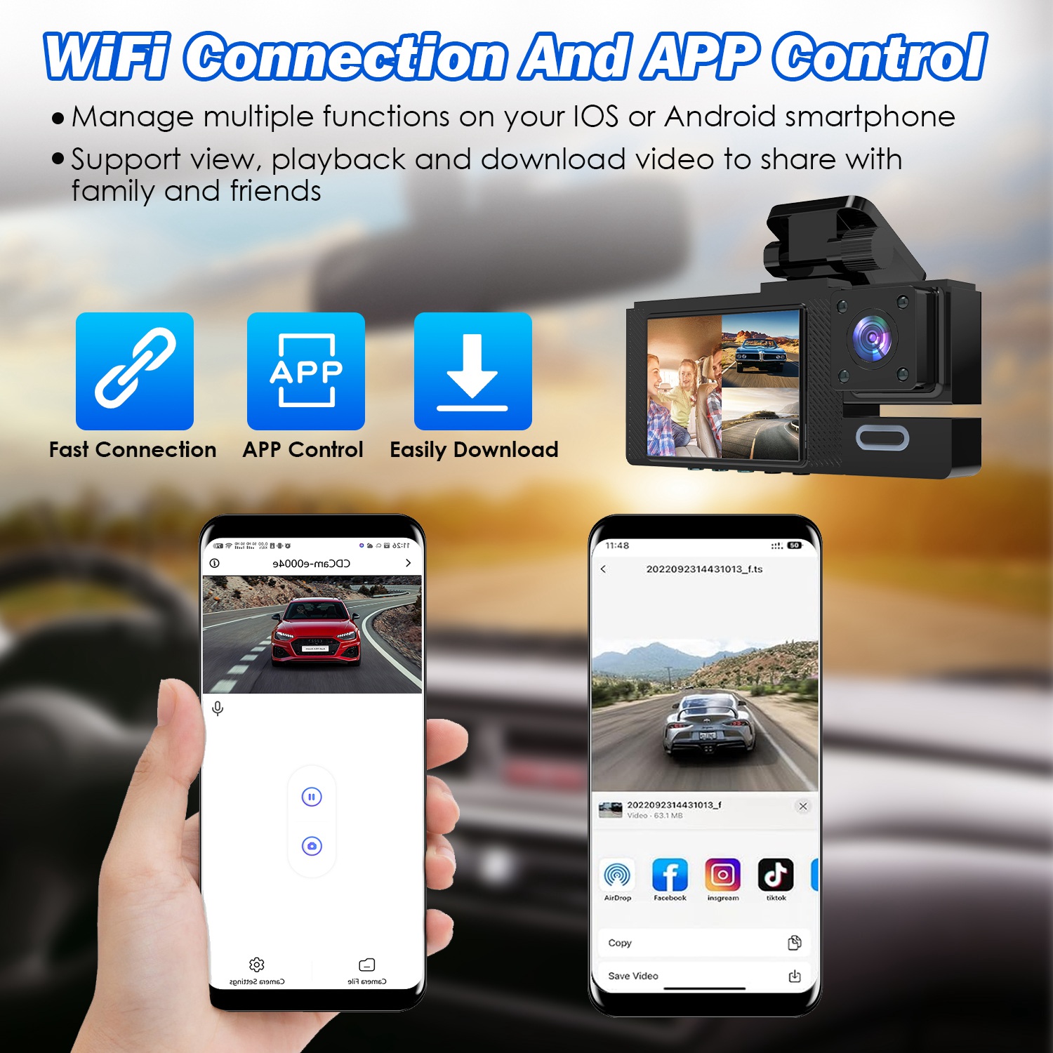 WiFi Car Dash Cam FHD 1080P