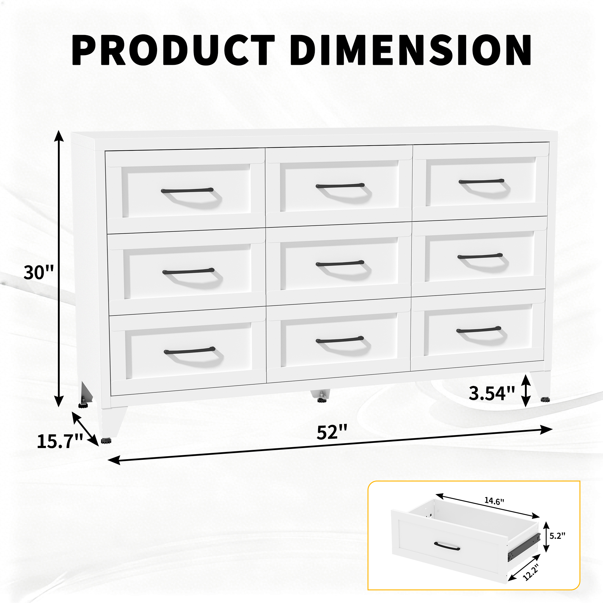 Dresser 9 Drawer Metal Bedroom
