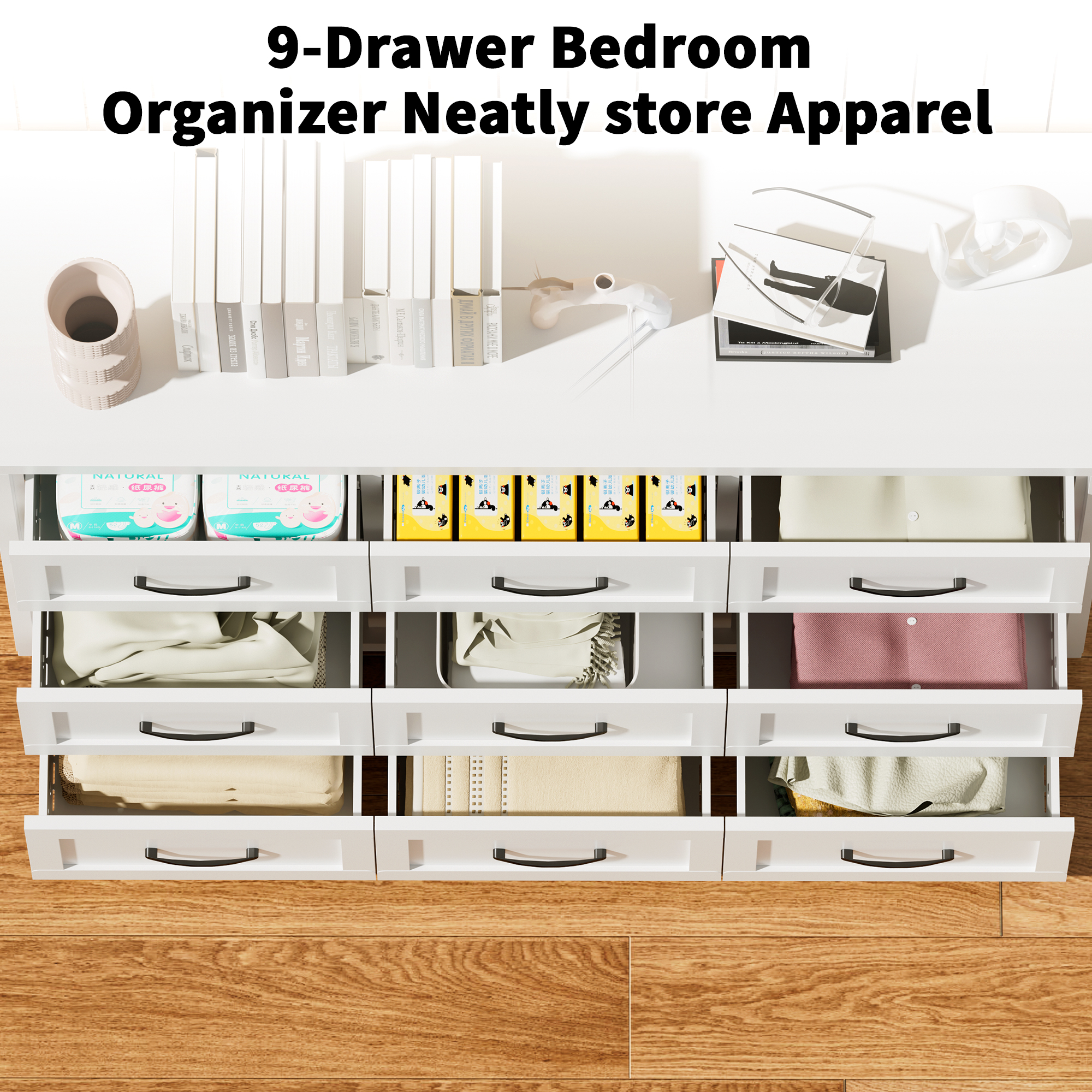 Dresser 9 Drawer Metal Bedroom