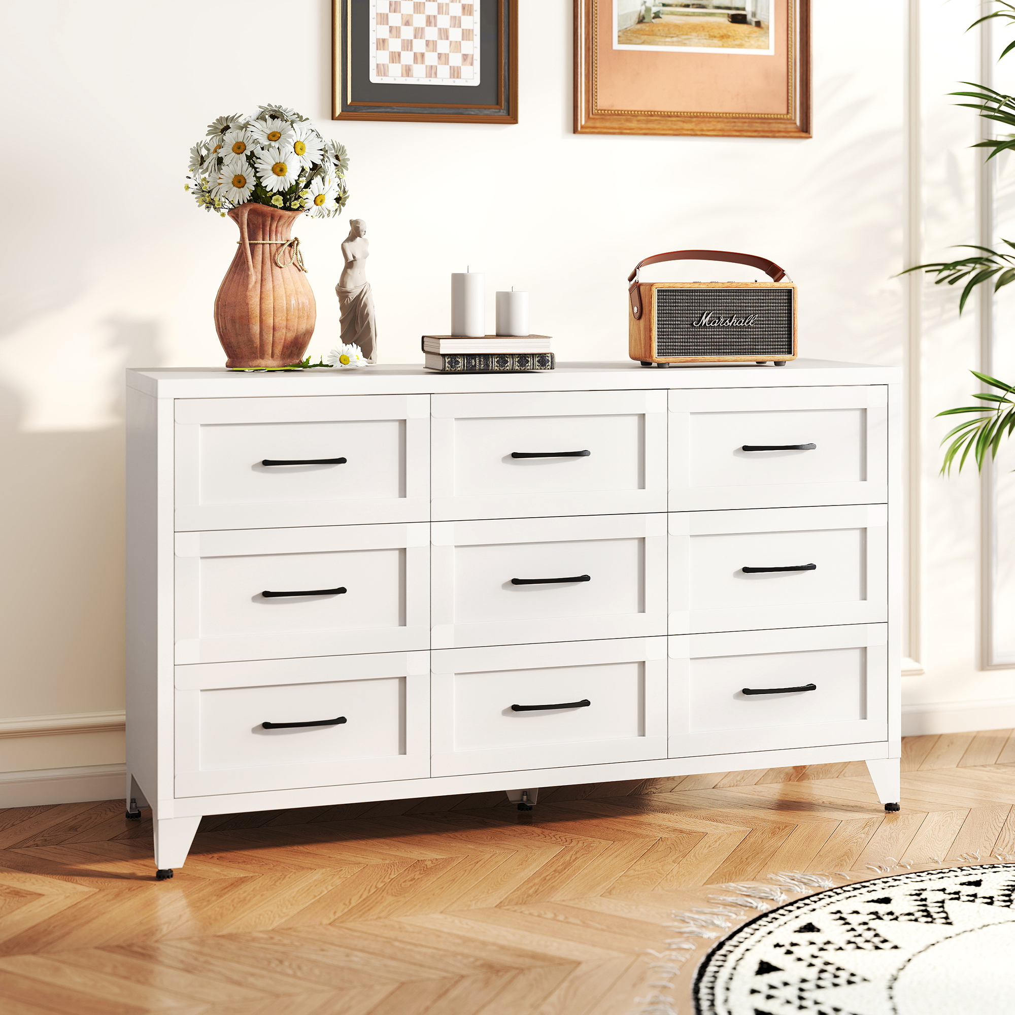 Dresser 9 Drawer Metal Bedroom