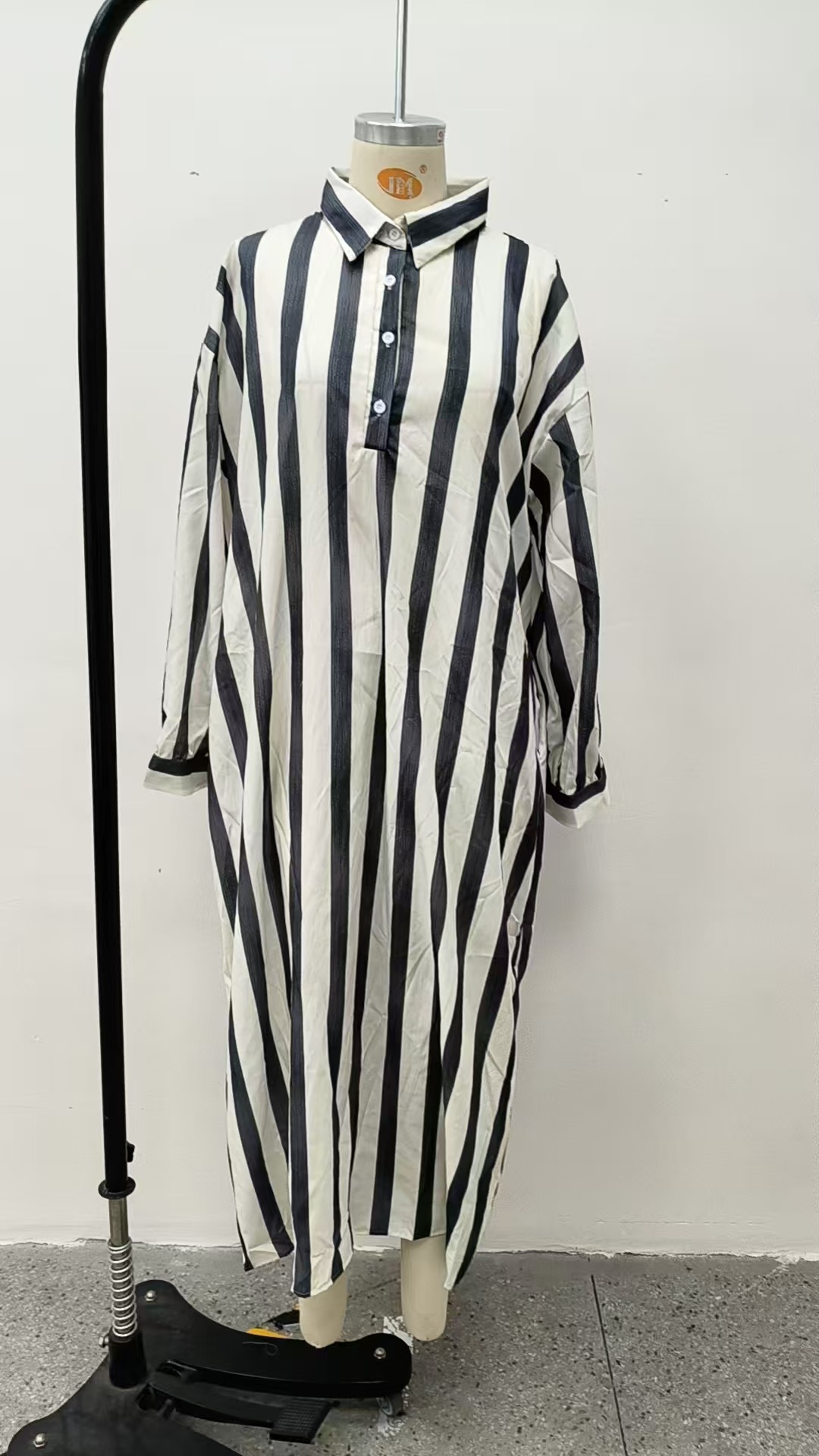 Striped Shirt Dress V-Neck Women's