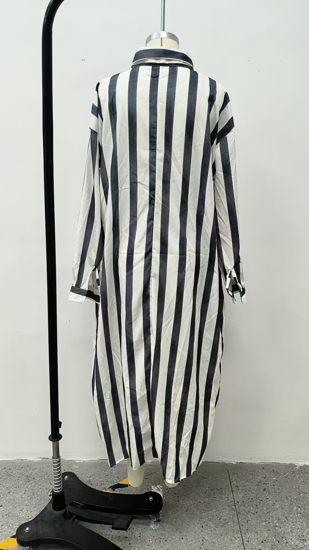 Striped Shirt Dress V-Neck Women's
